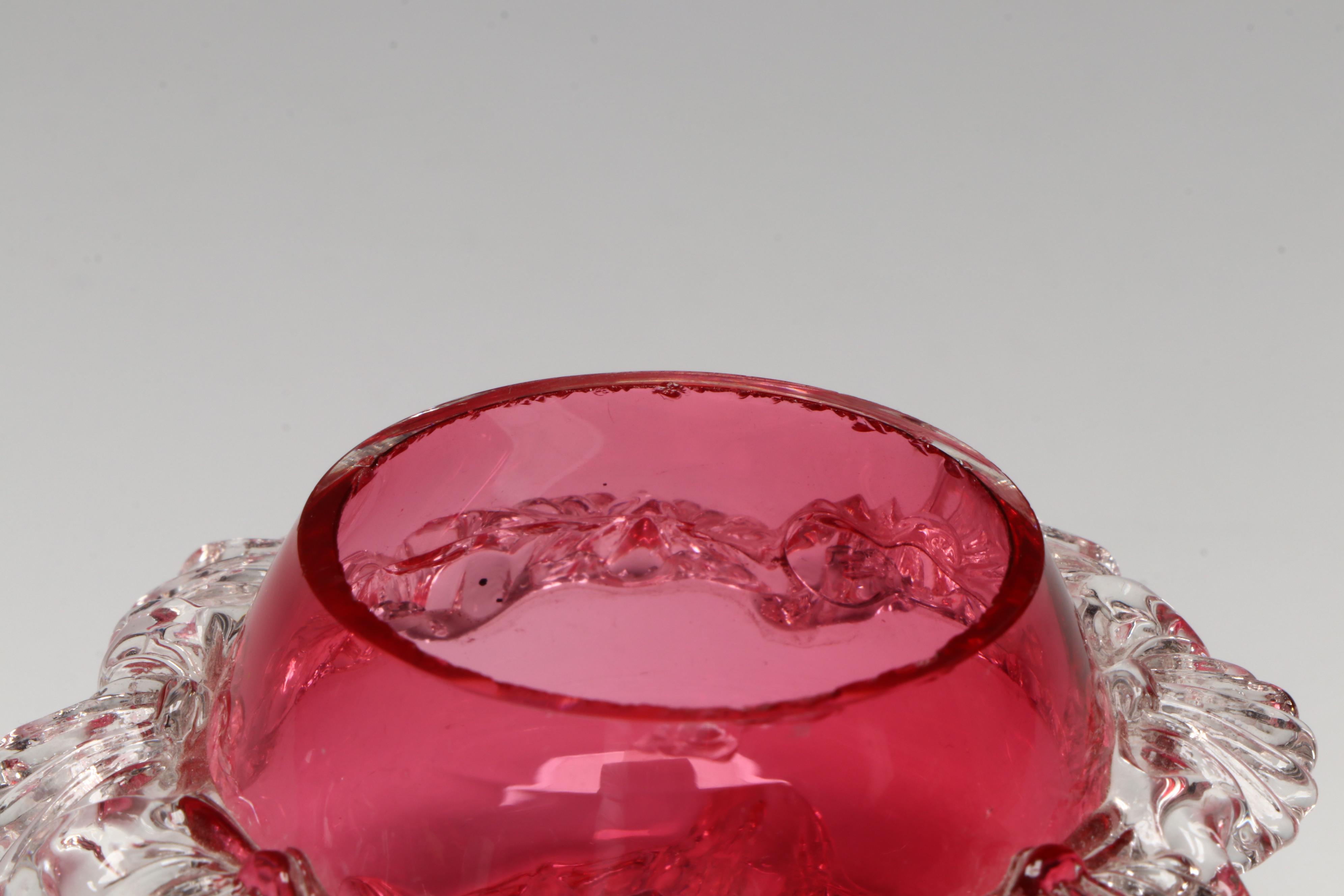 Degenhart "Bird & Berry" Salt Cellar with Pink Opaline and More Glass Cellars