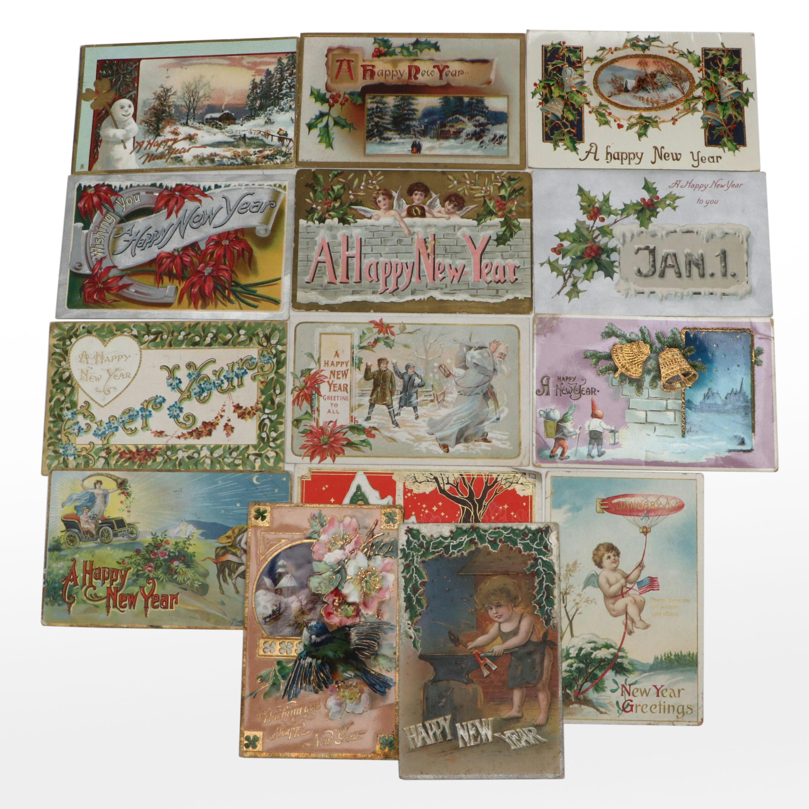 Raphael Tuck & Sons with Other New Year Postcards, Early 20th Century