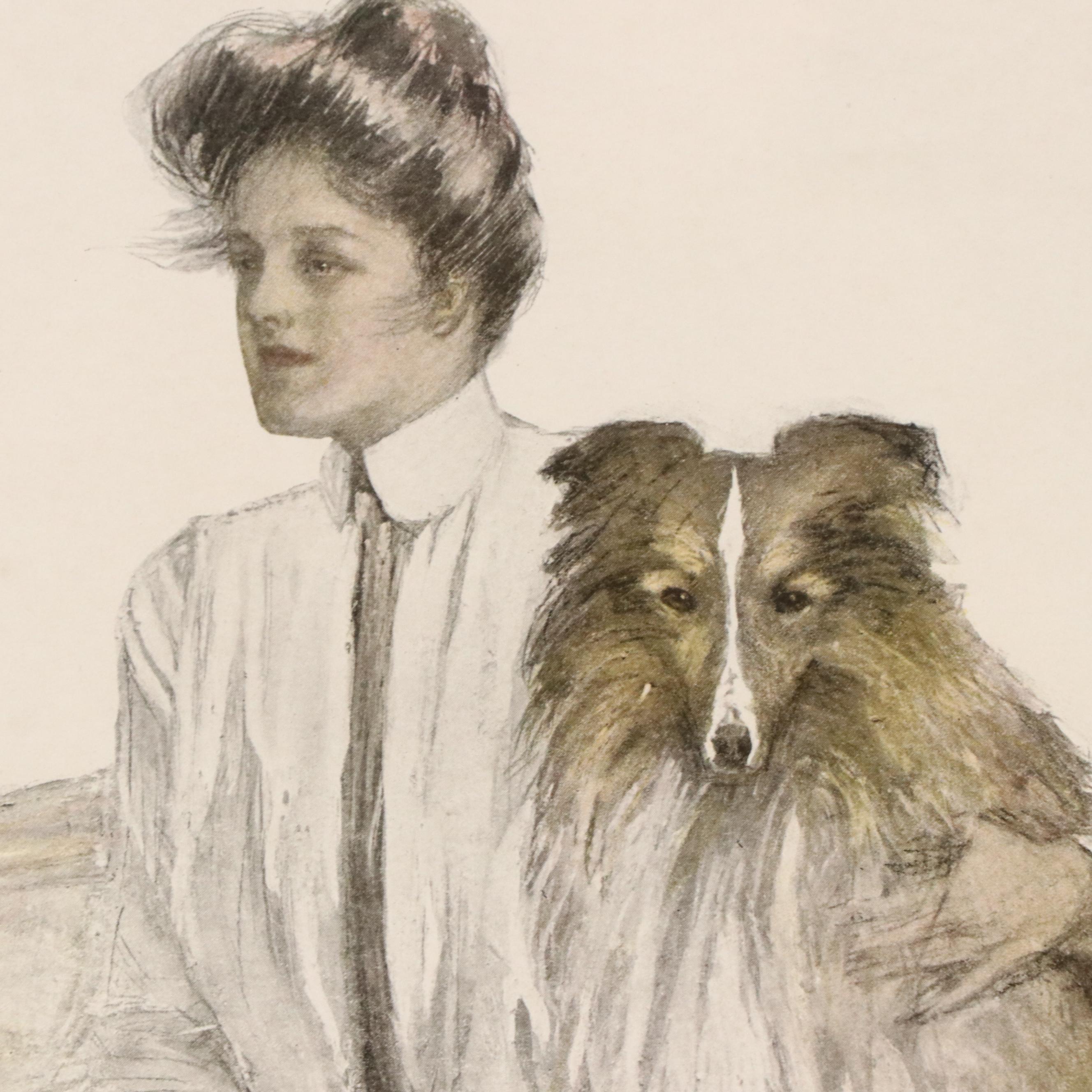 Halftone Illustrations of Women and Their Pets After Clarence F. Underwood