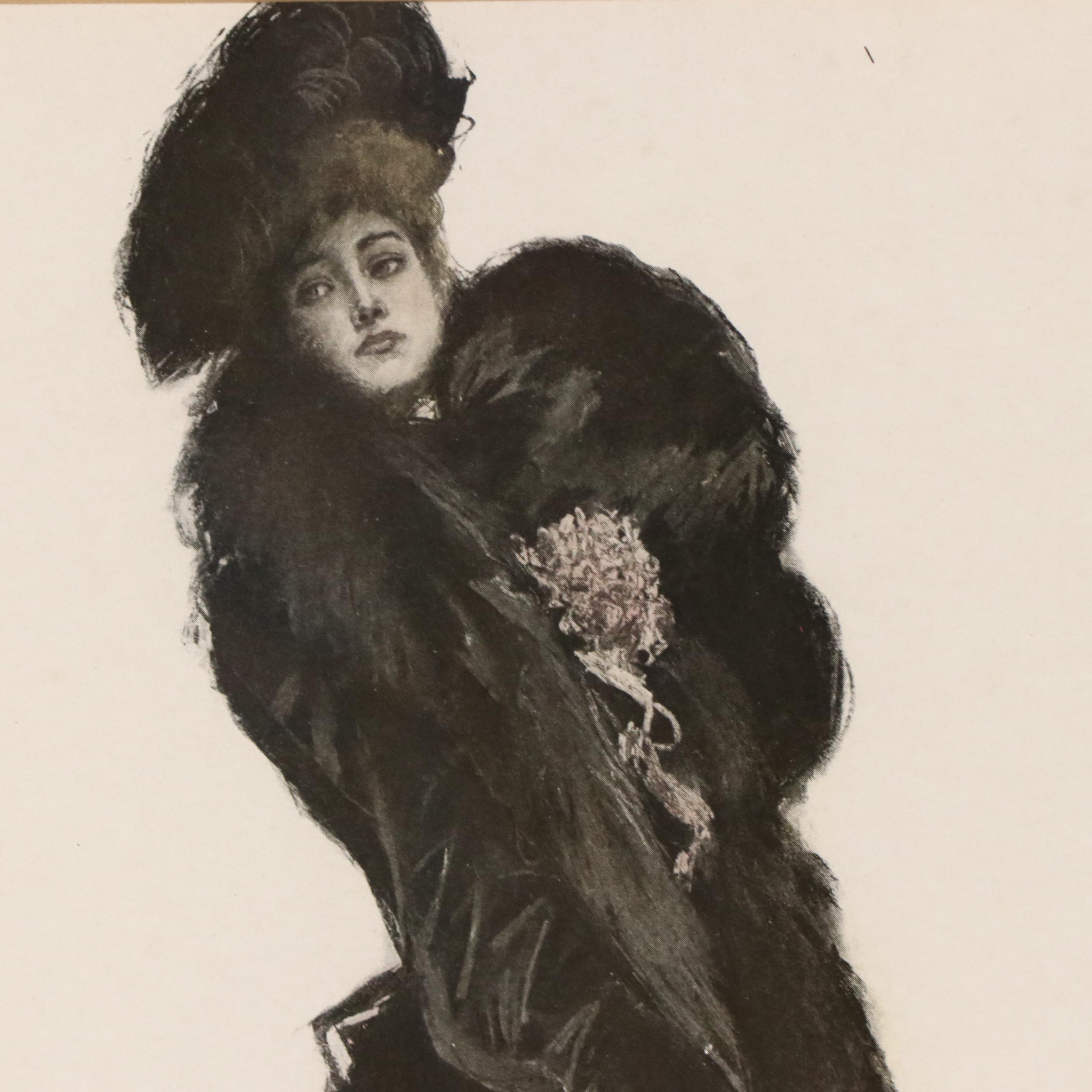 Halftone Illustrations of Women and Their Pets After Clarence F. Underwood