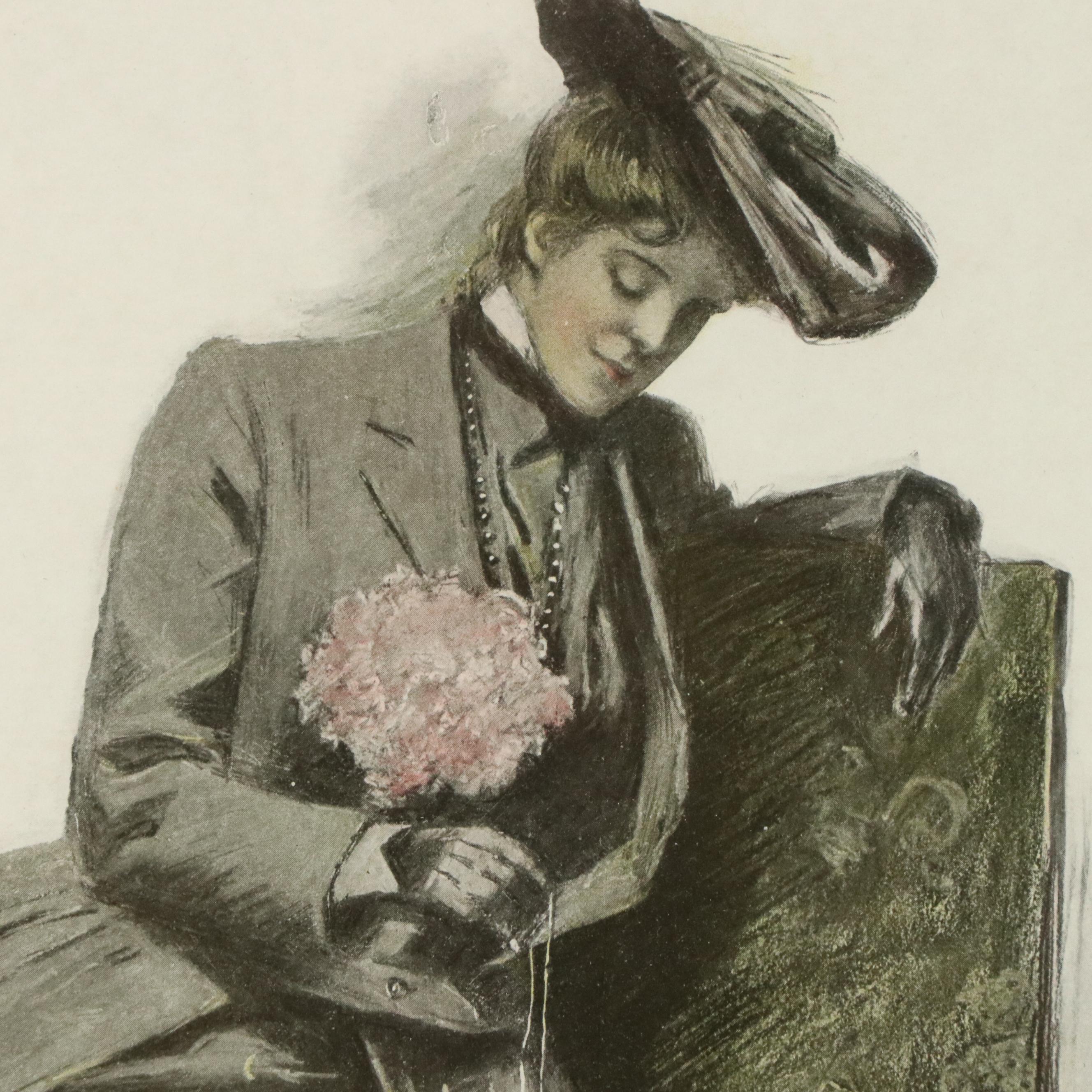 Halftone Illustrations of Women and Their Pets After Clarence F. Underwood