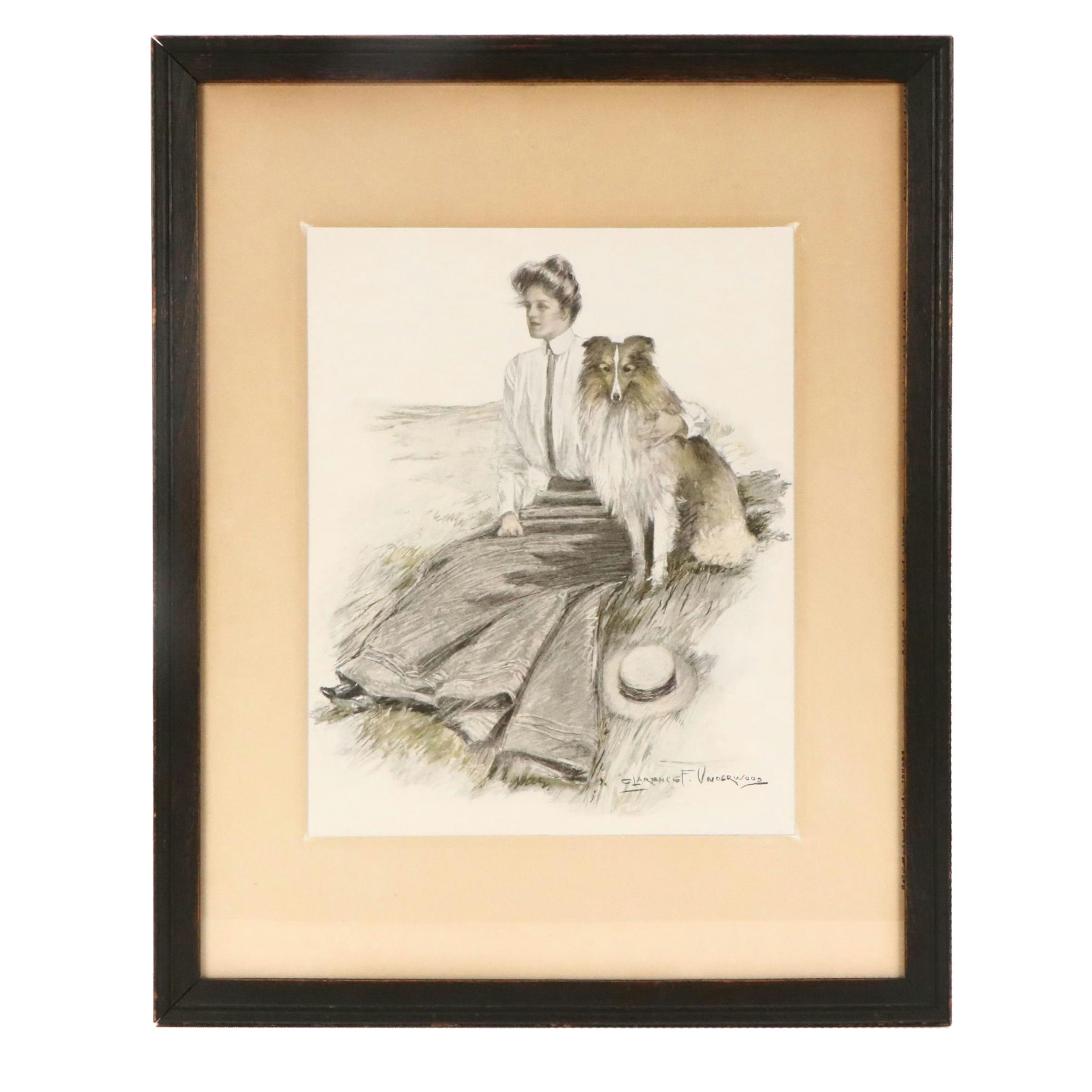 Halftone Illustrations of Women and Their Pets After Clarence F. Underwood