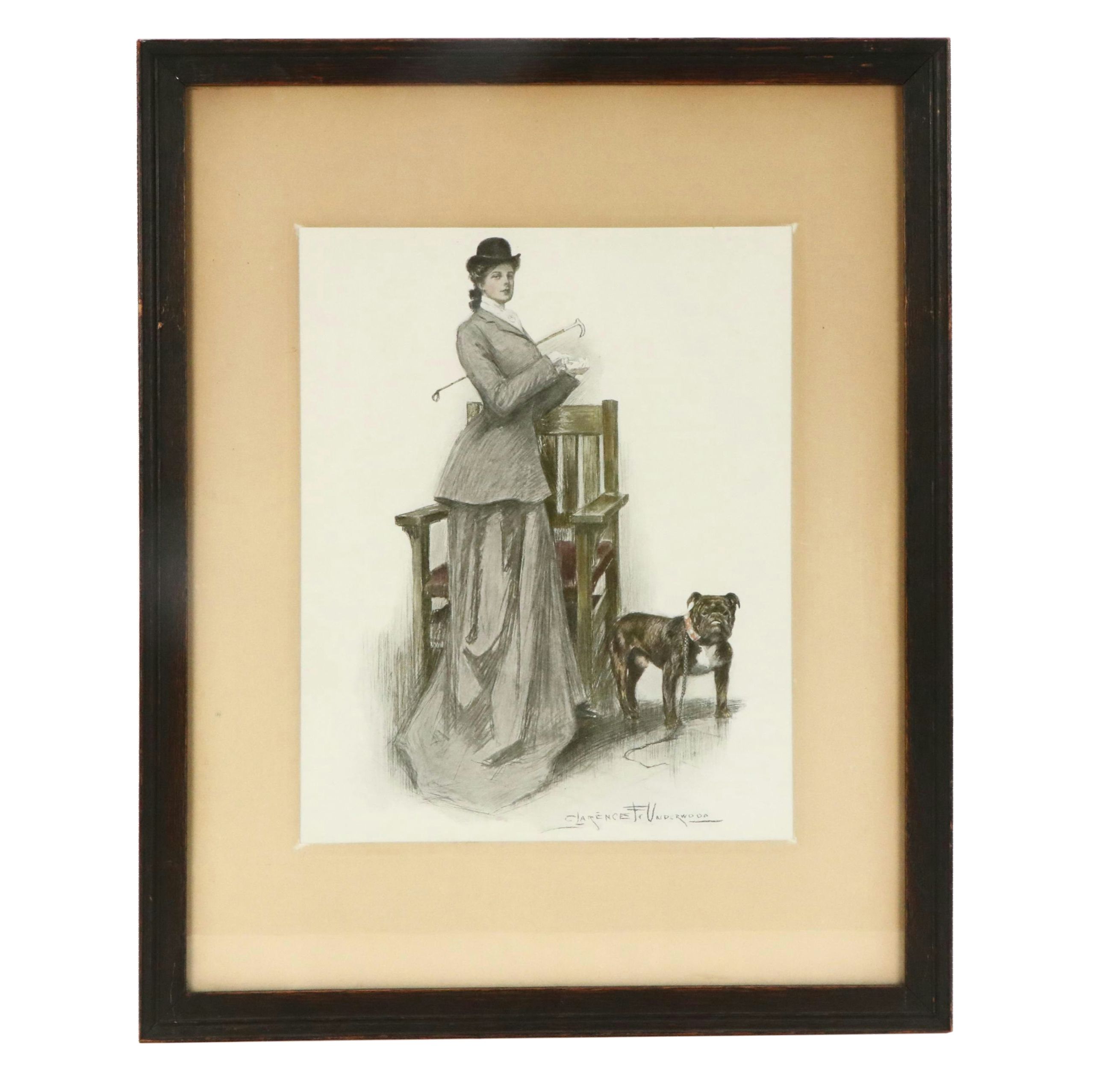 Halftone Illustrations of Women and Their Pets After Clarence F. Underwood