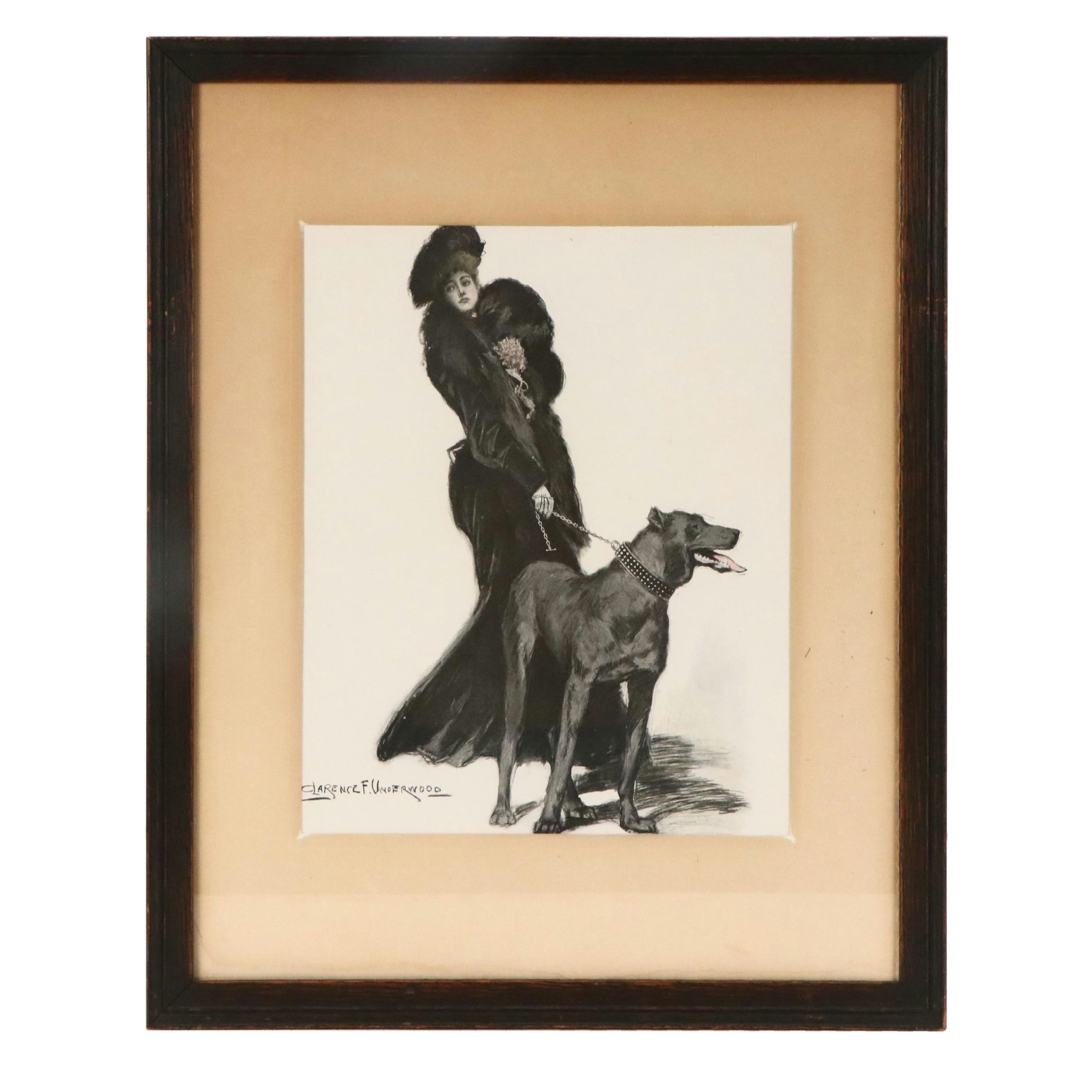 Halftone Illustrations of Women and Their Pets After Clarence F. Underwood