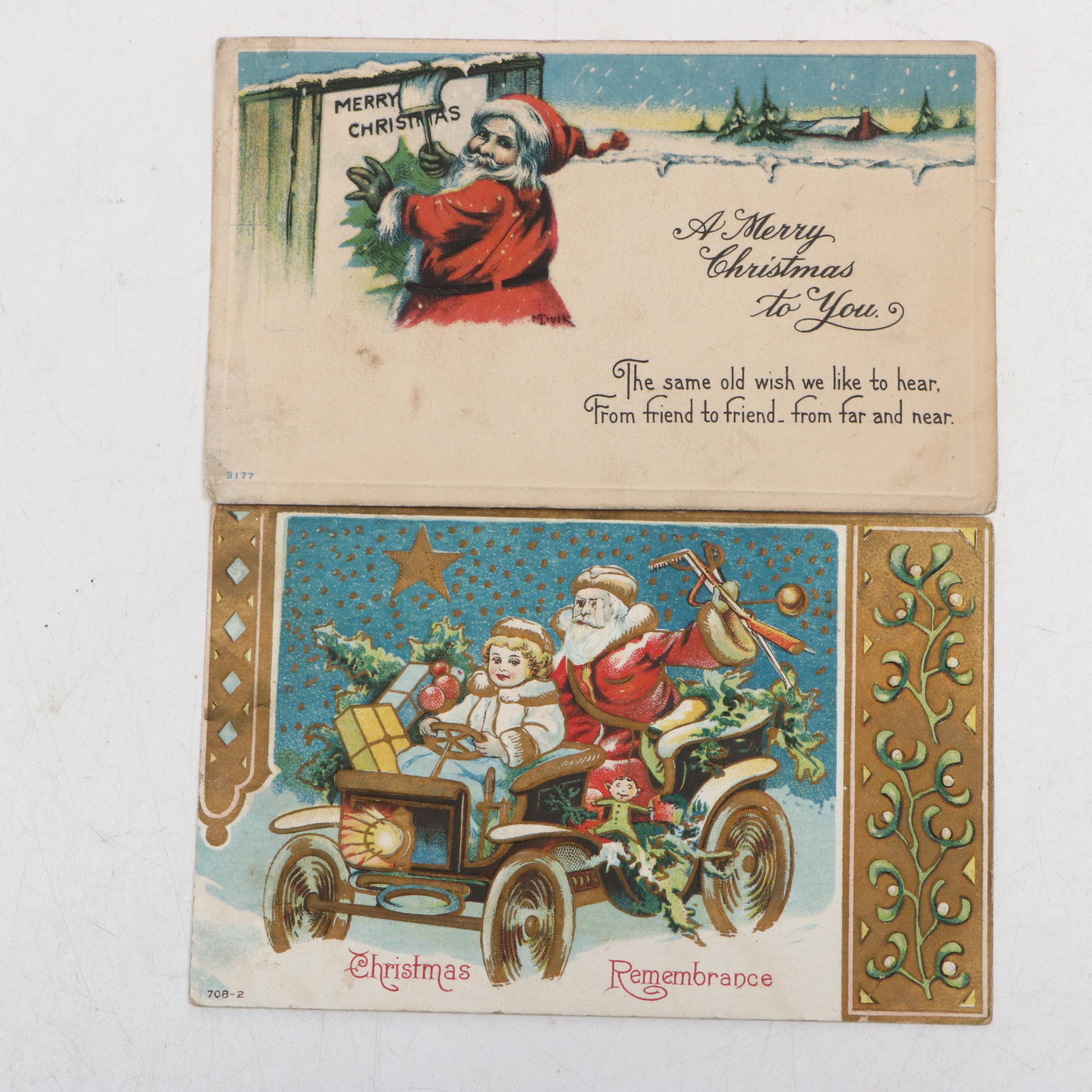Santa Claus, Snowman and Other Christmas Postcards, Early 20th Century