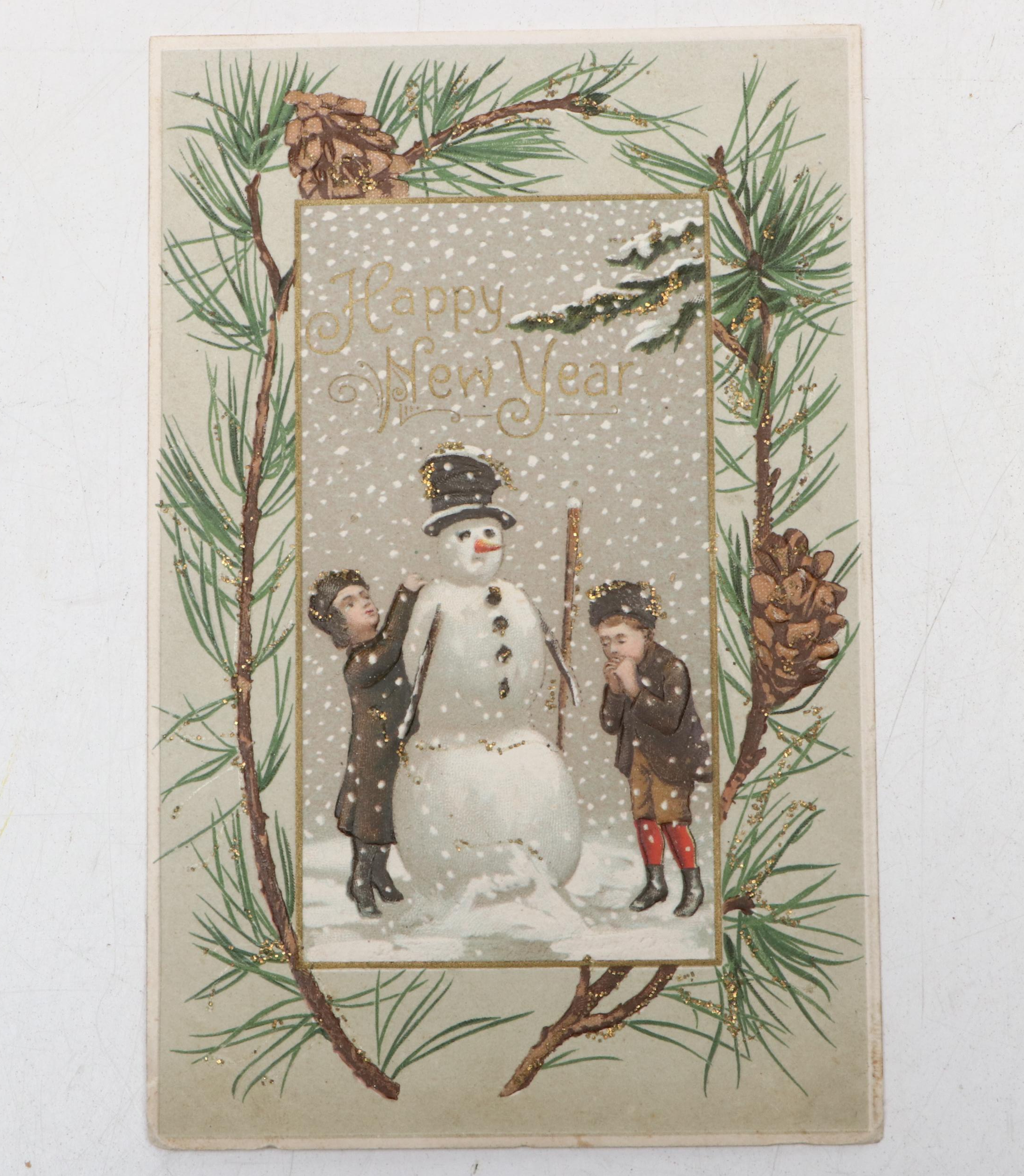 Santa Claus, Snowman and Other Christmas Postcards, Early 20th Century