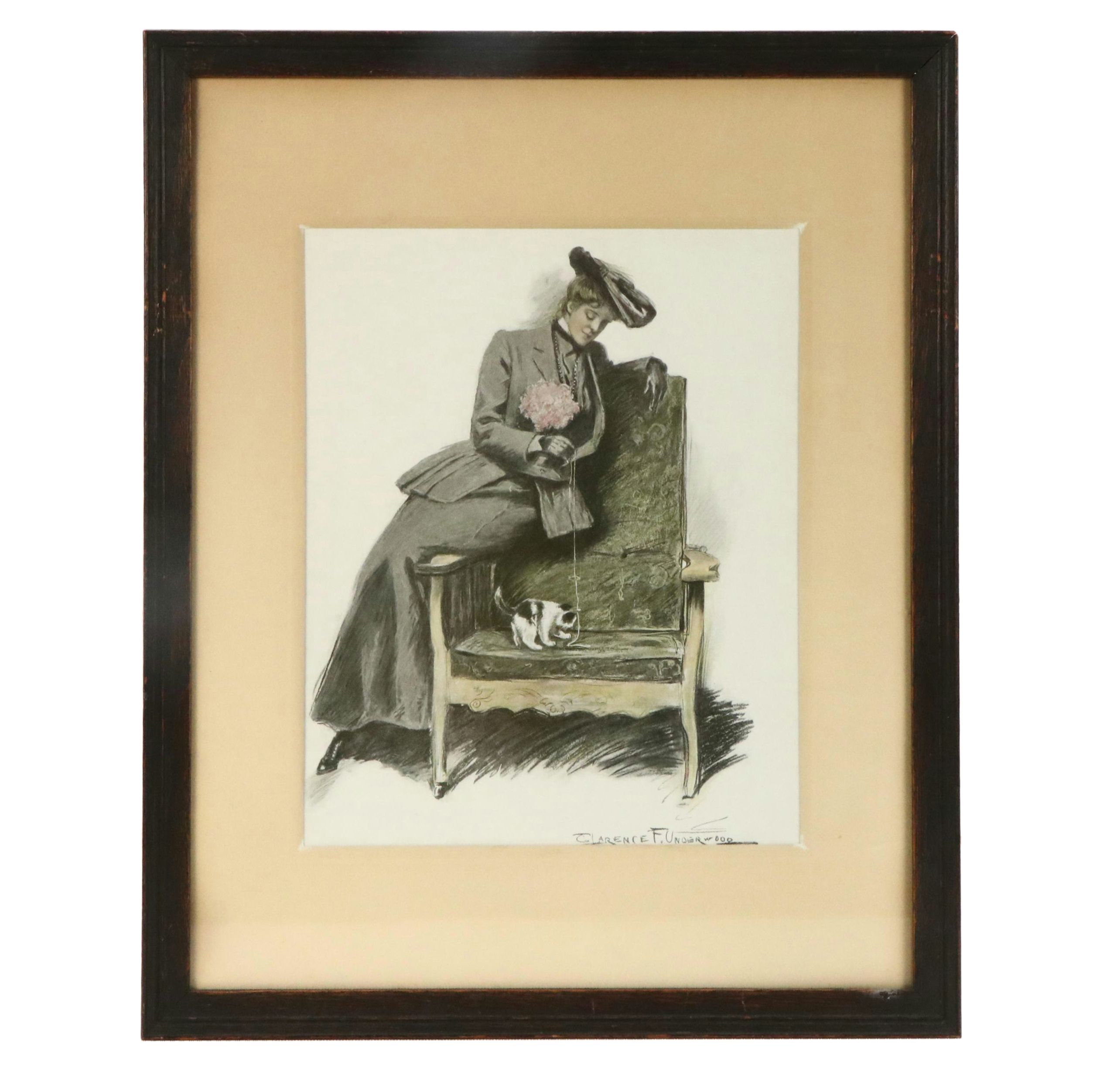 Halftone Illustrations of Women and Their Pets After Clarence F. Underwood