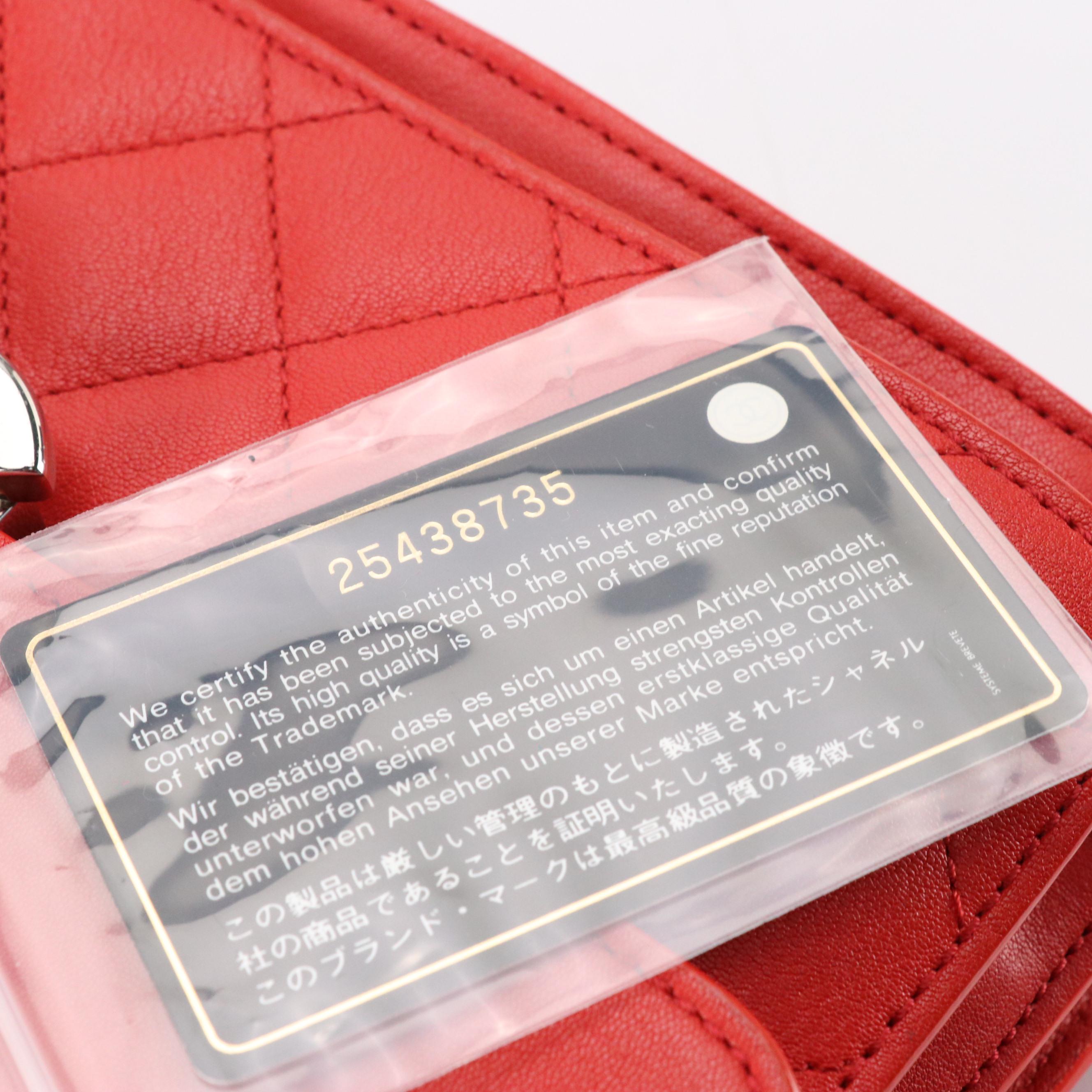 Chanel Chain Strap Flap Bag in Red Quilted Calfskin Leather