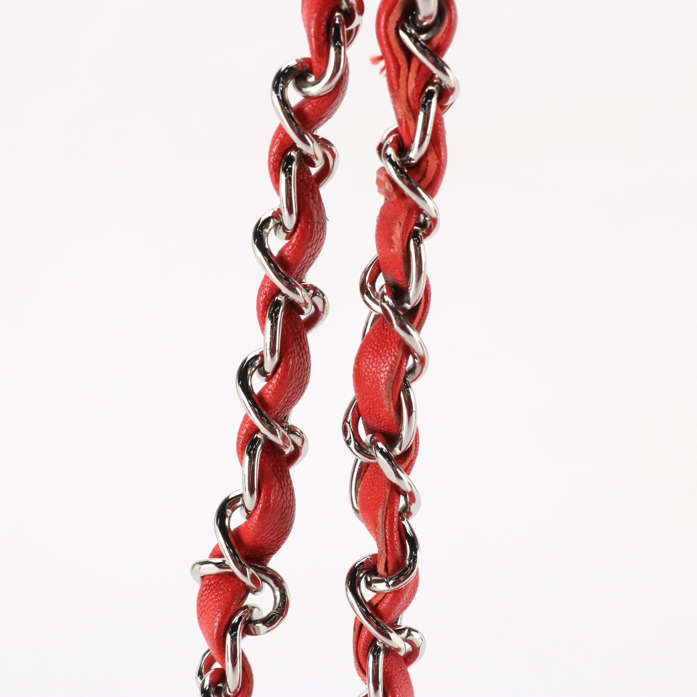 Chanel Chain Strap Flap Bag in Red Quilted Calfskin Leather