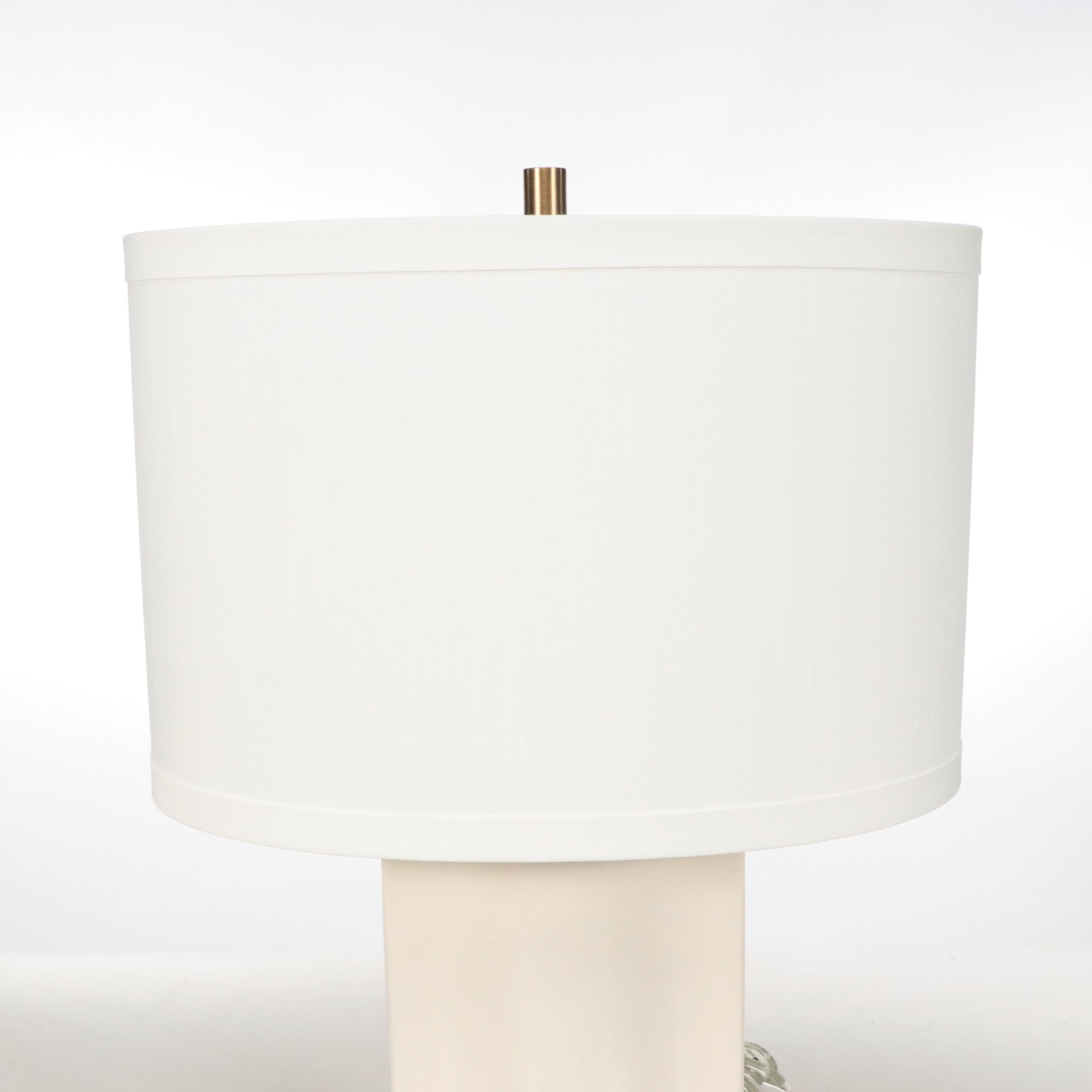 Contemporary Chinese Ceramic Table Lamp on Acrylic Base with Fabric Shade