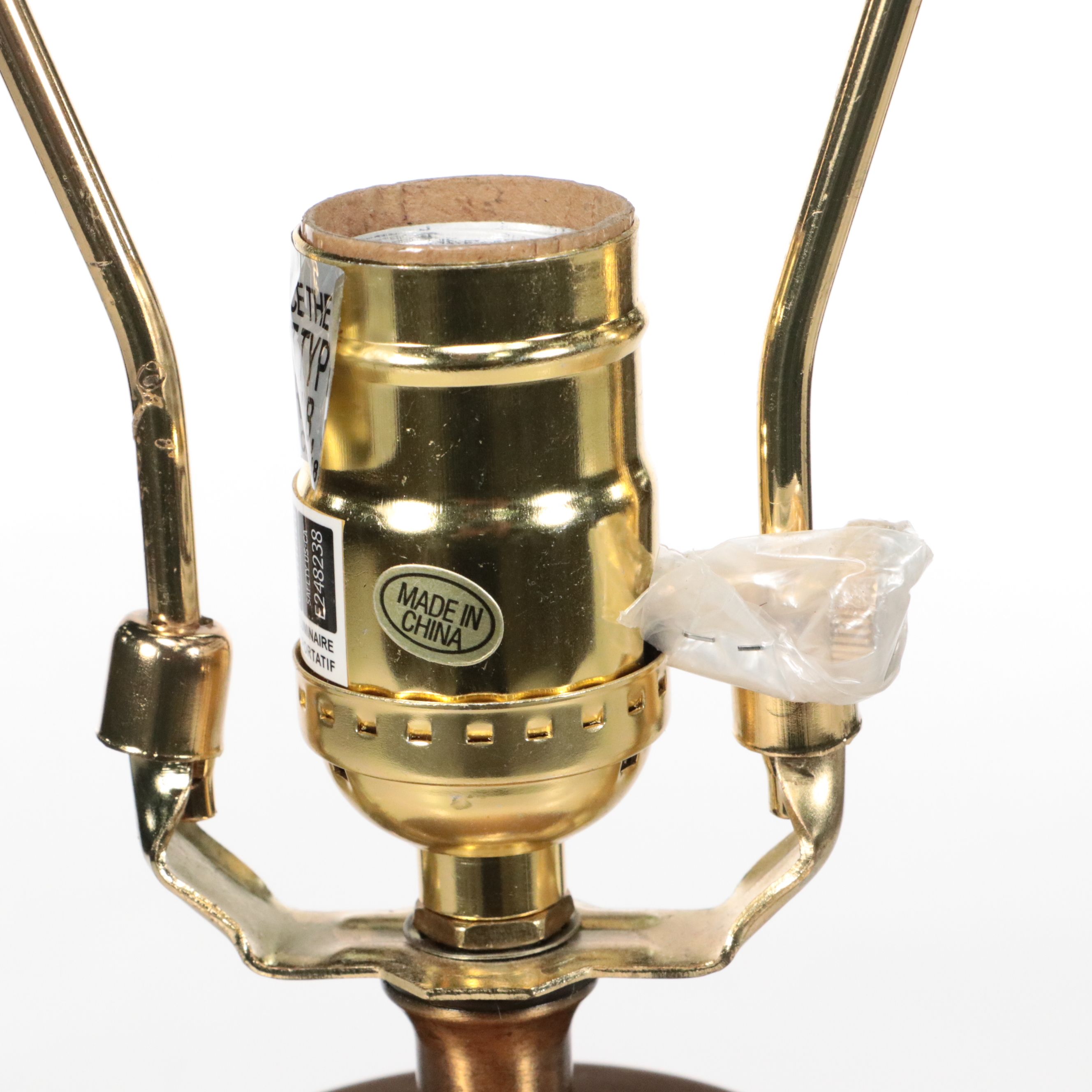 Contemporary Chinese Ceramic Table Lamp on Acrylic Base with Fabric Shade