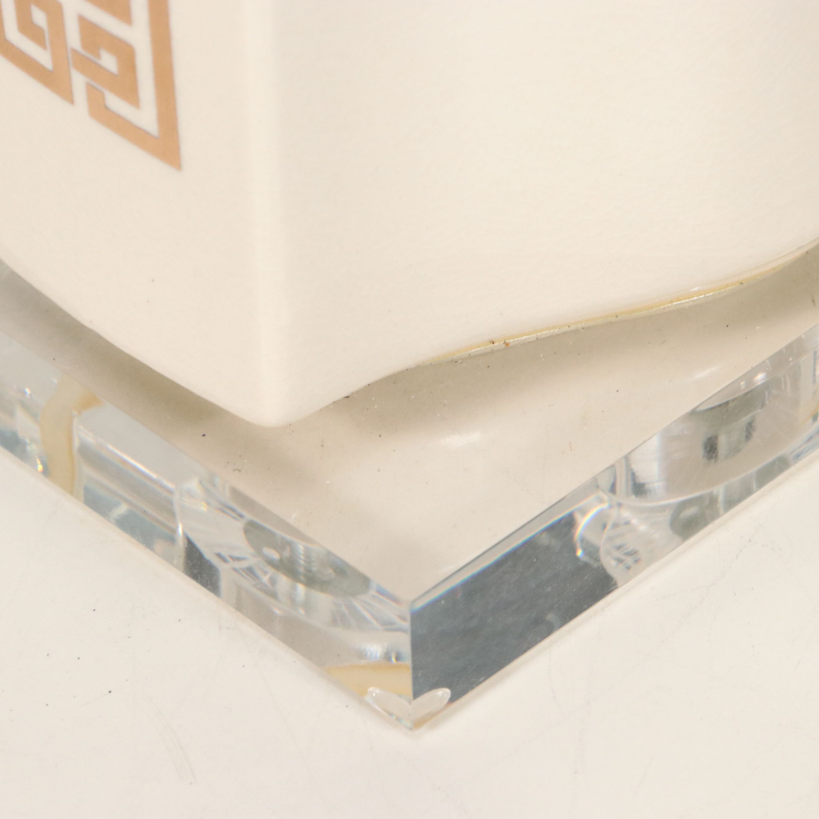 Contemporary Chinese Ceramic Table Lamp on Acrylic Base with Fabric Shade