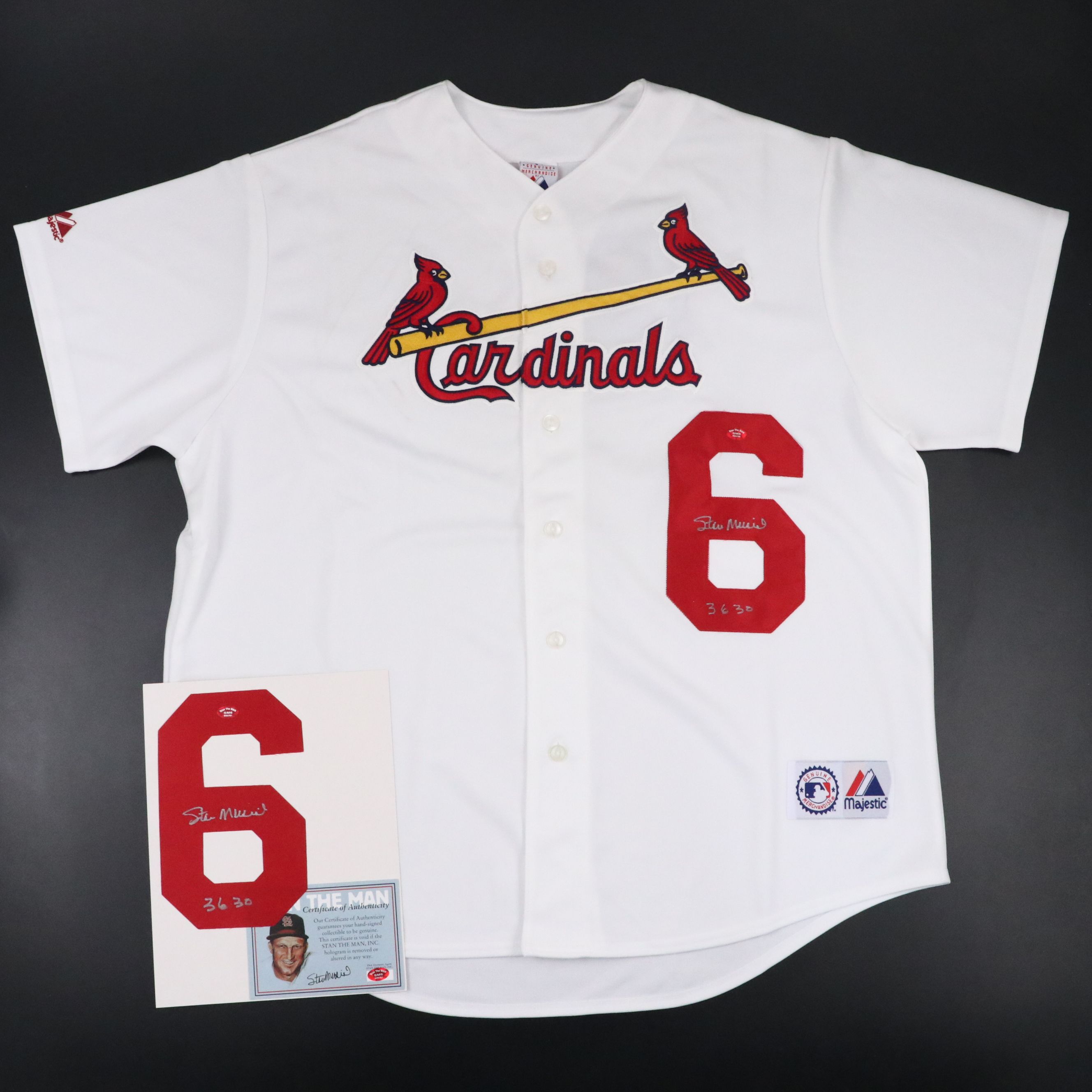 Stan Musial Signed St. Louis Cardinals Majestic Baseball Jersey & Jersey Number
