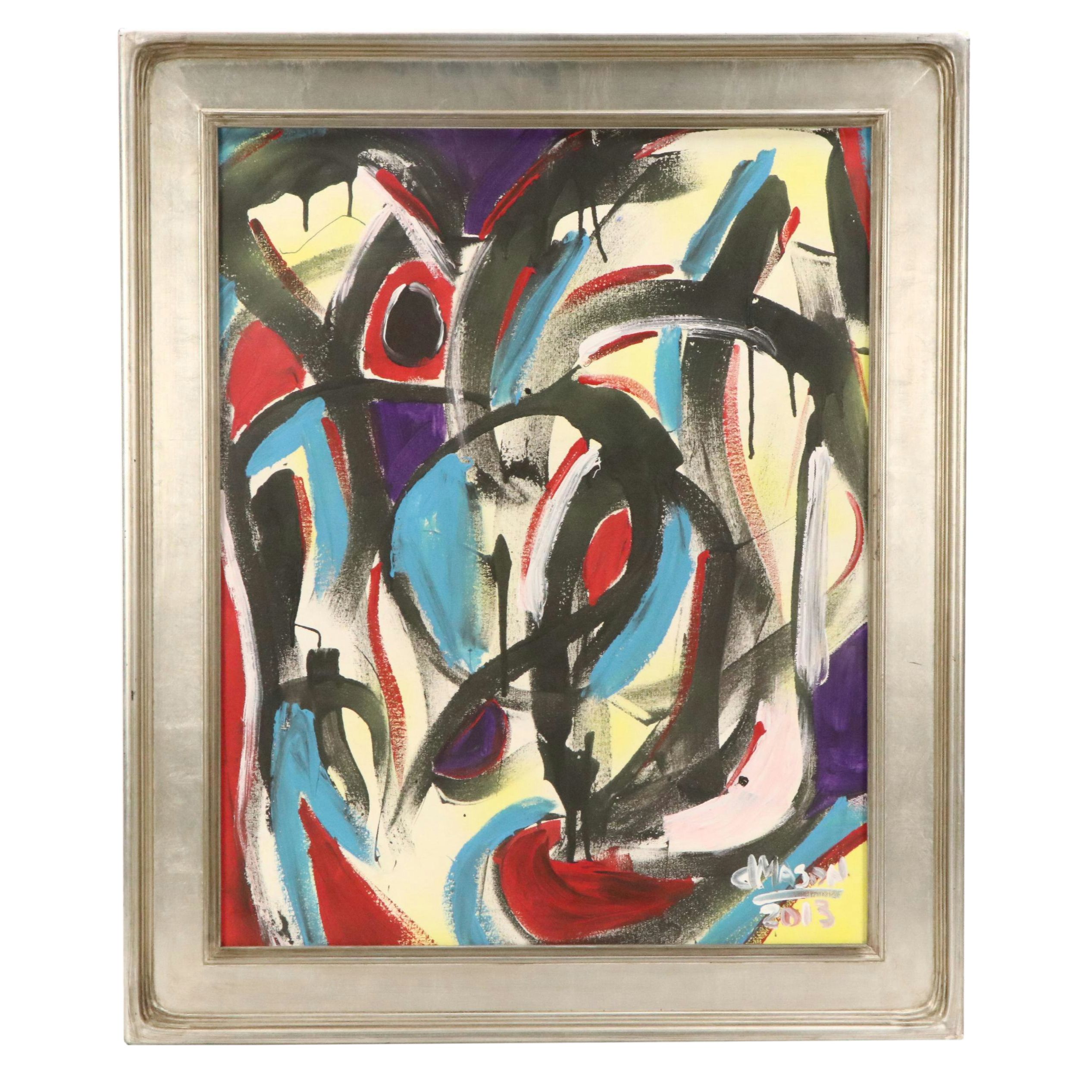 Desmond Mason NBA Abstract Expressionistic Acrylic Painting, 2013