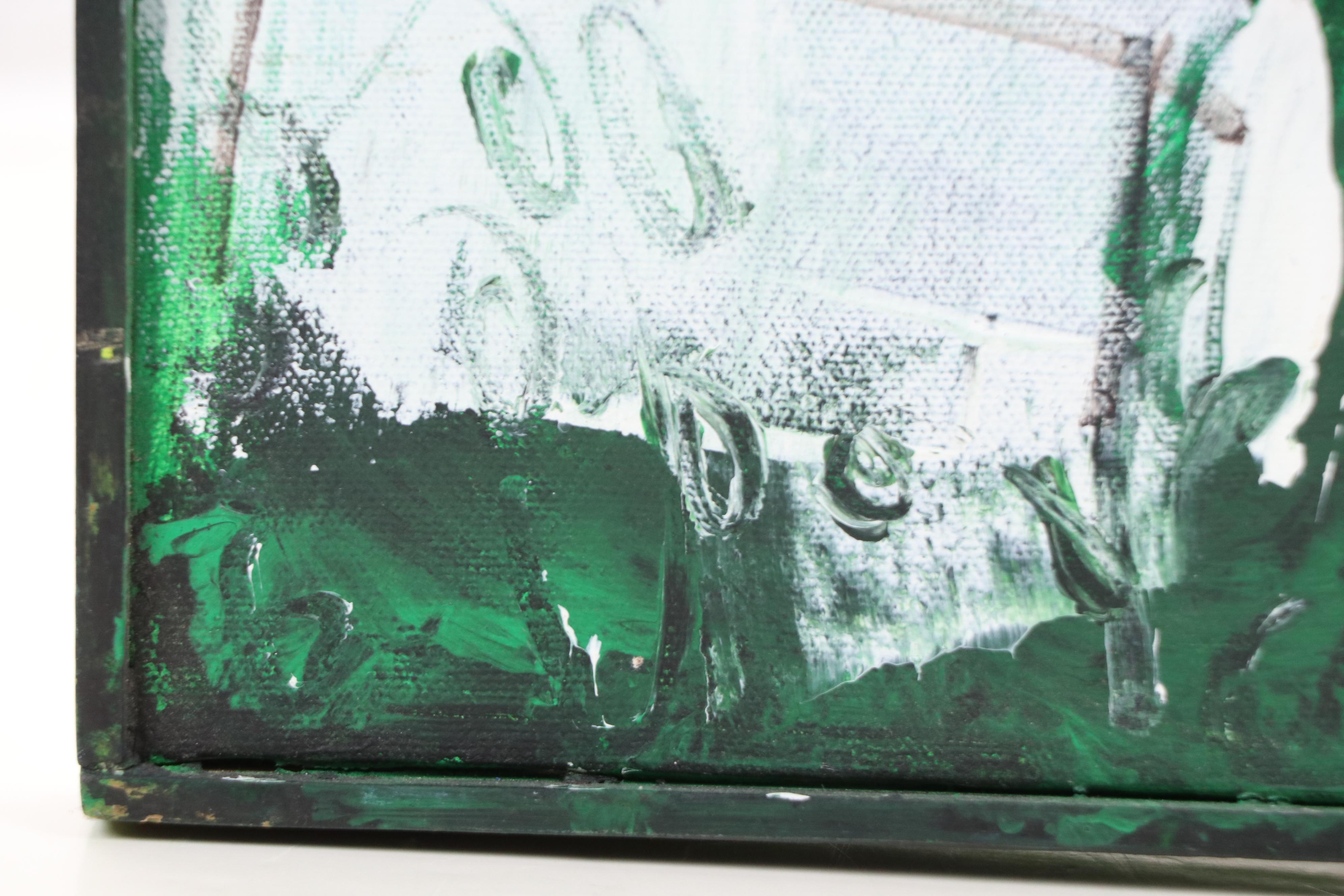 Kevin Booher Abstract Cityscape Acrylic Painting, Late 20th to Early 21st C.