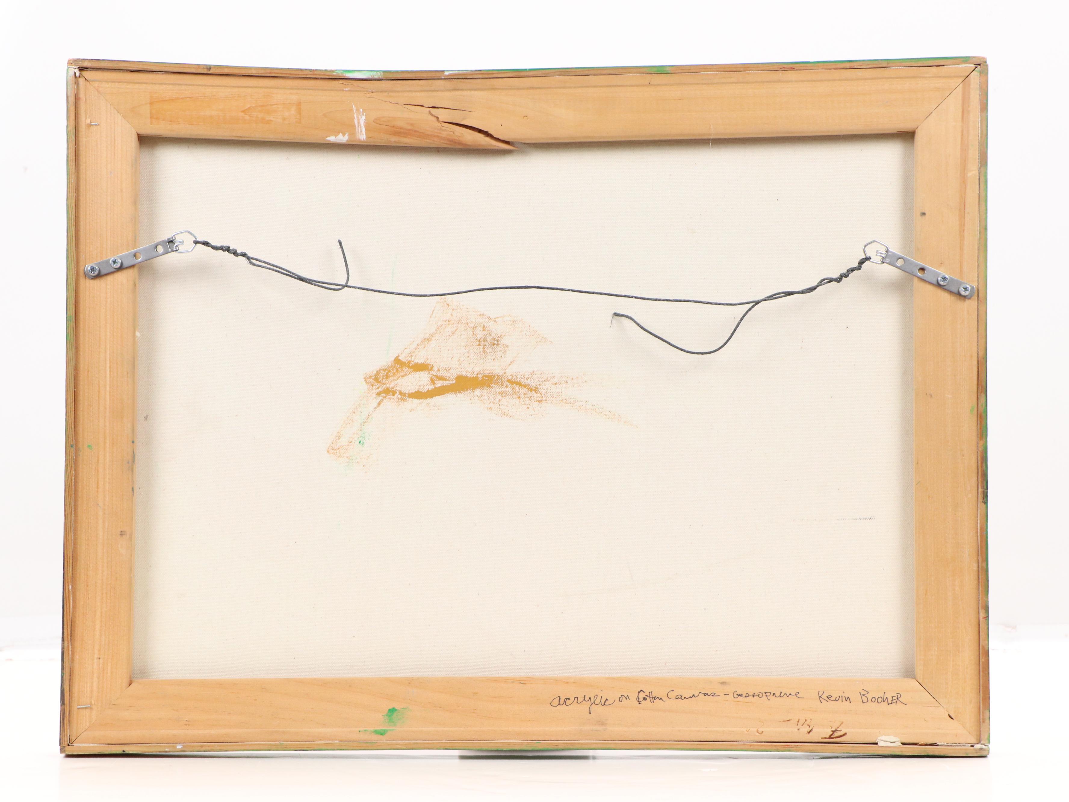 Kevin Booher Abstract Cityscape Acrylic Painting, Late 20th to Early 21st C.