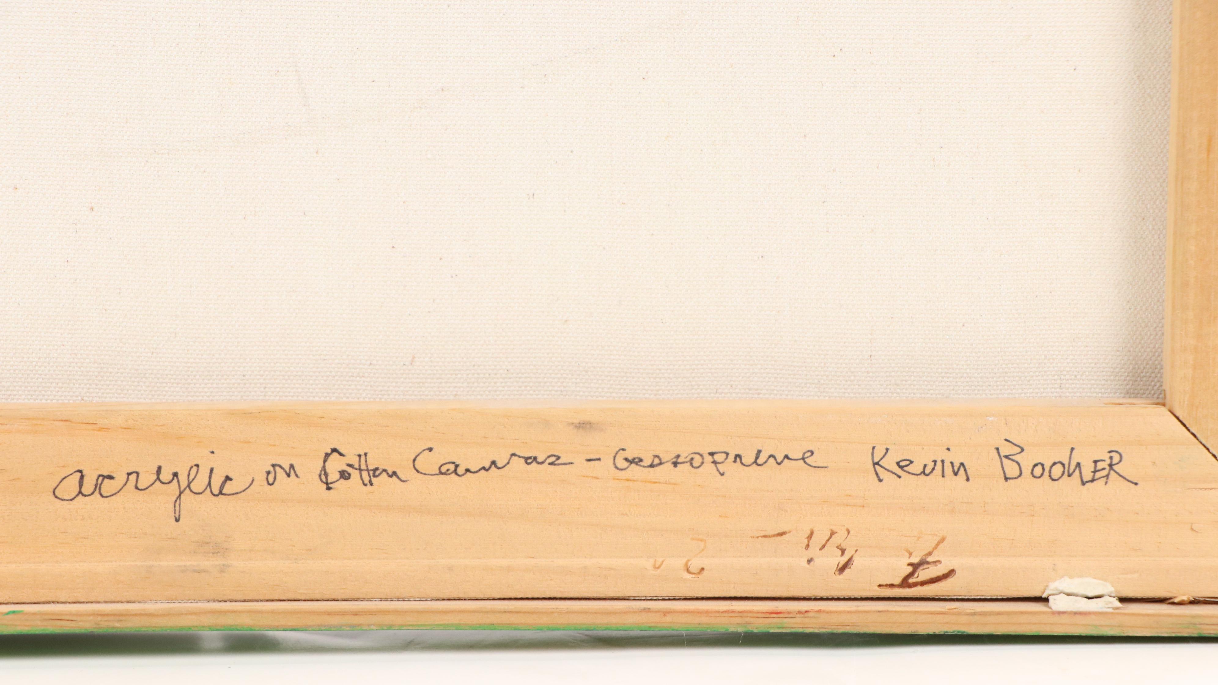 Kevin Booher Abstract Cityscape Acrylic Painting, Late 20th to Early 21st C.