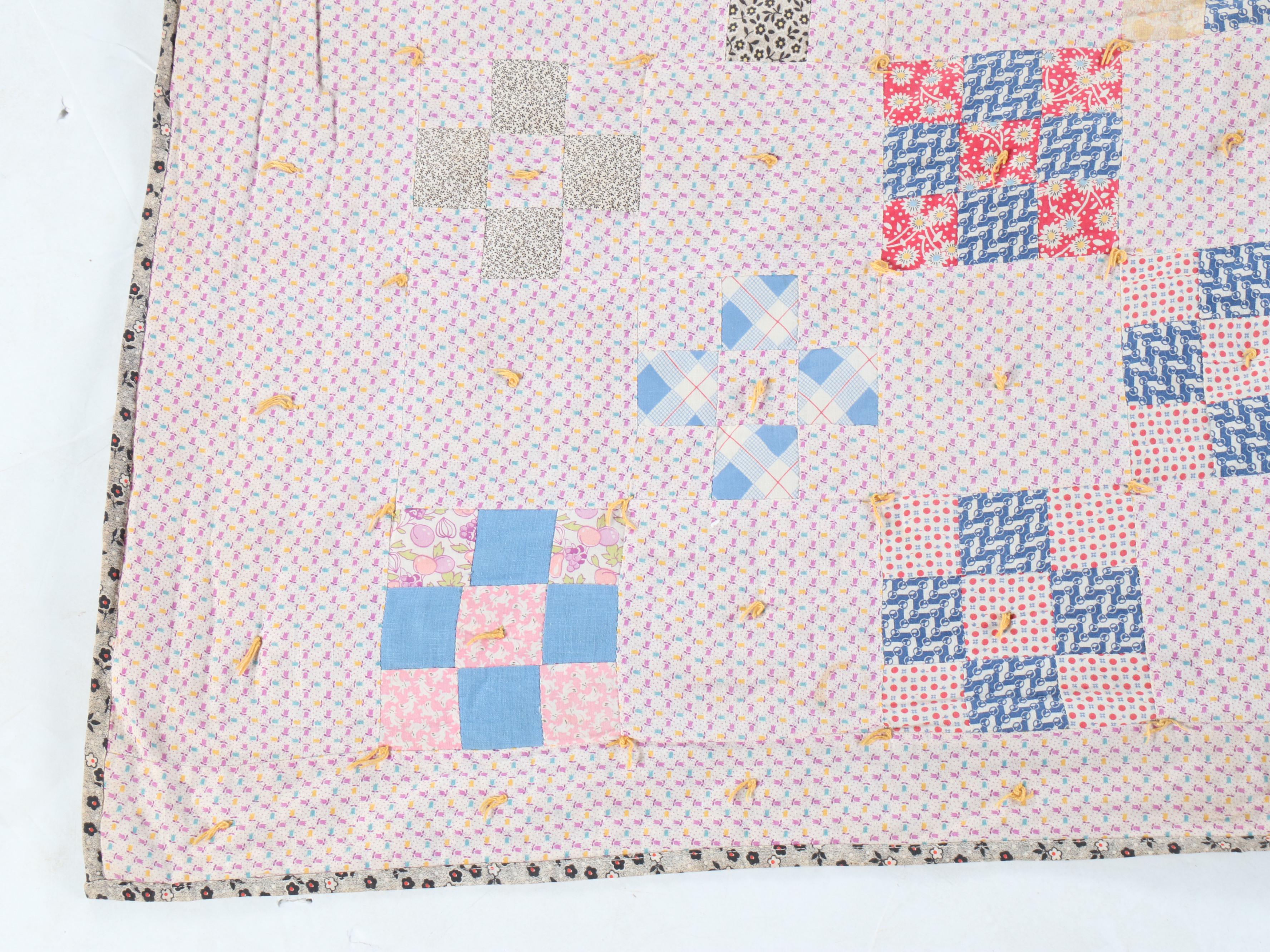 "Disappearing Nine-Patch" Handcrafted Quilt