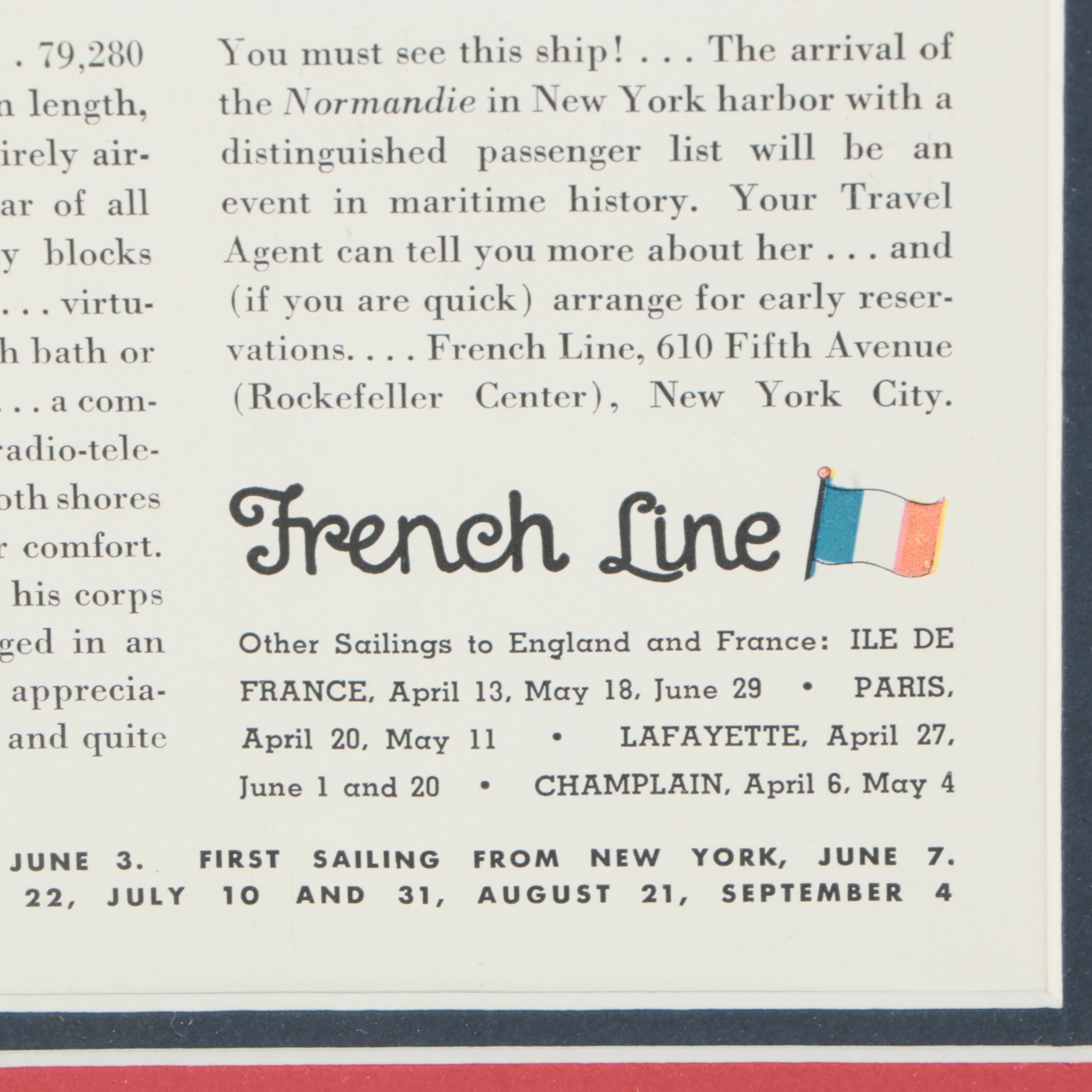 SS Normandie Advertisement, Banner and Medal, Early-20Th Century