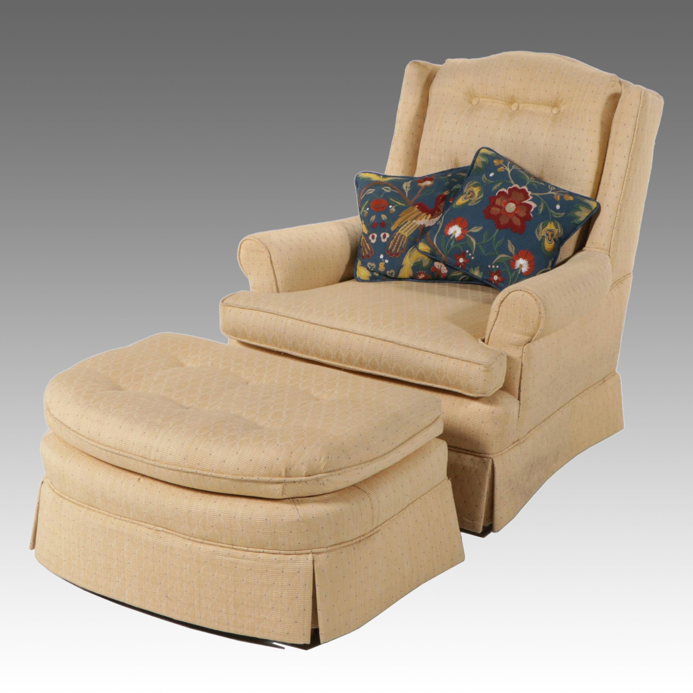 Button Tufted Armchair and Ottoman