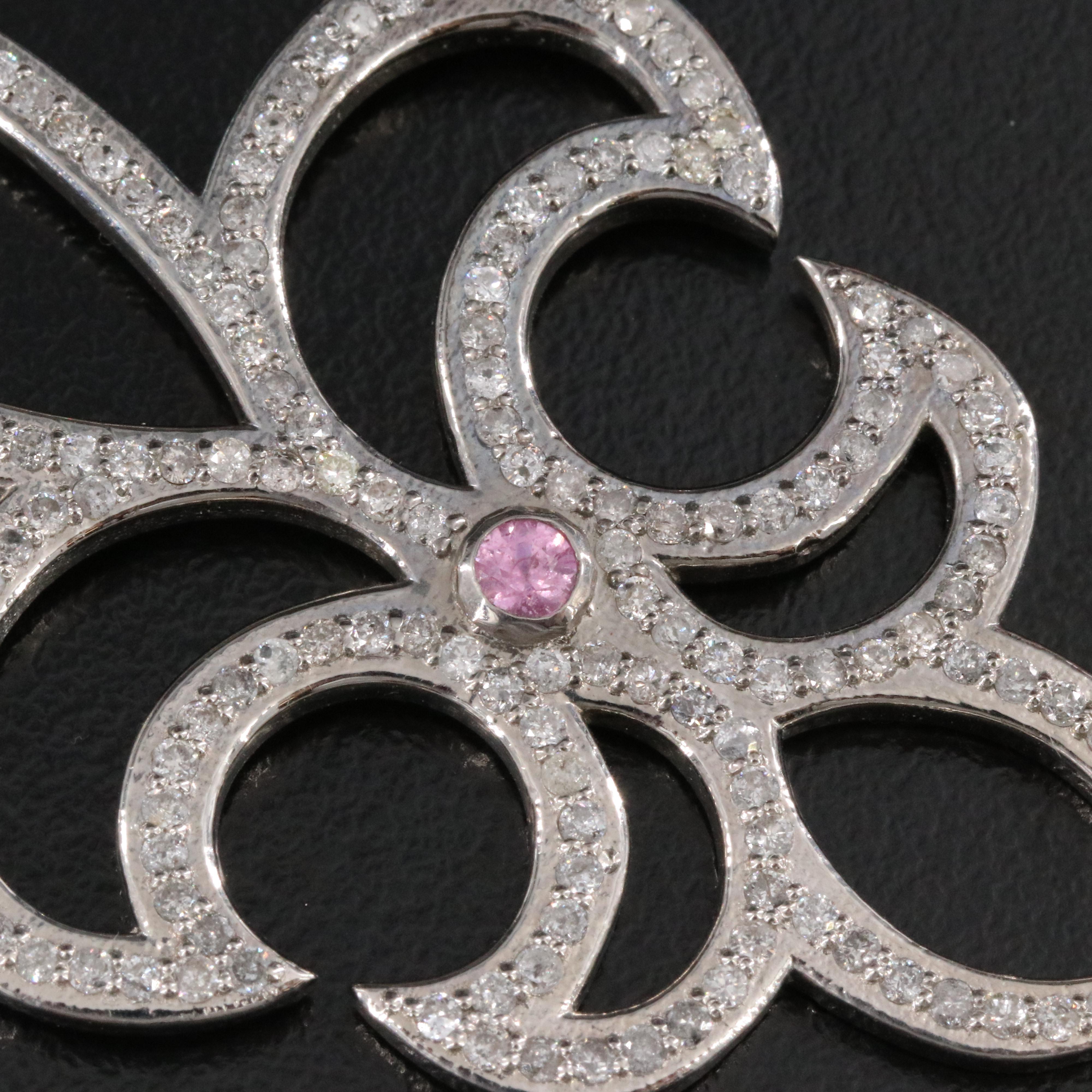 Sheryl Lowe Gemstone Sterling Necklace with Diamond Fleur-de-Lis Pendant