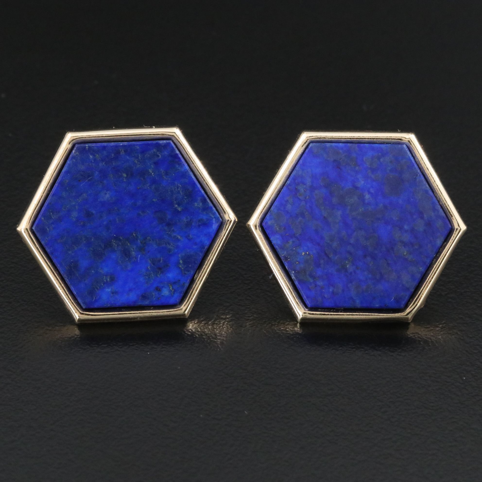 Peter Brams Designs 14K Lapis Lazuli Button Earrings
