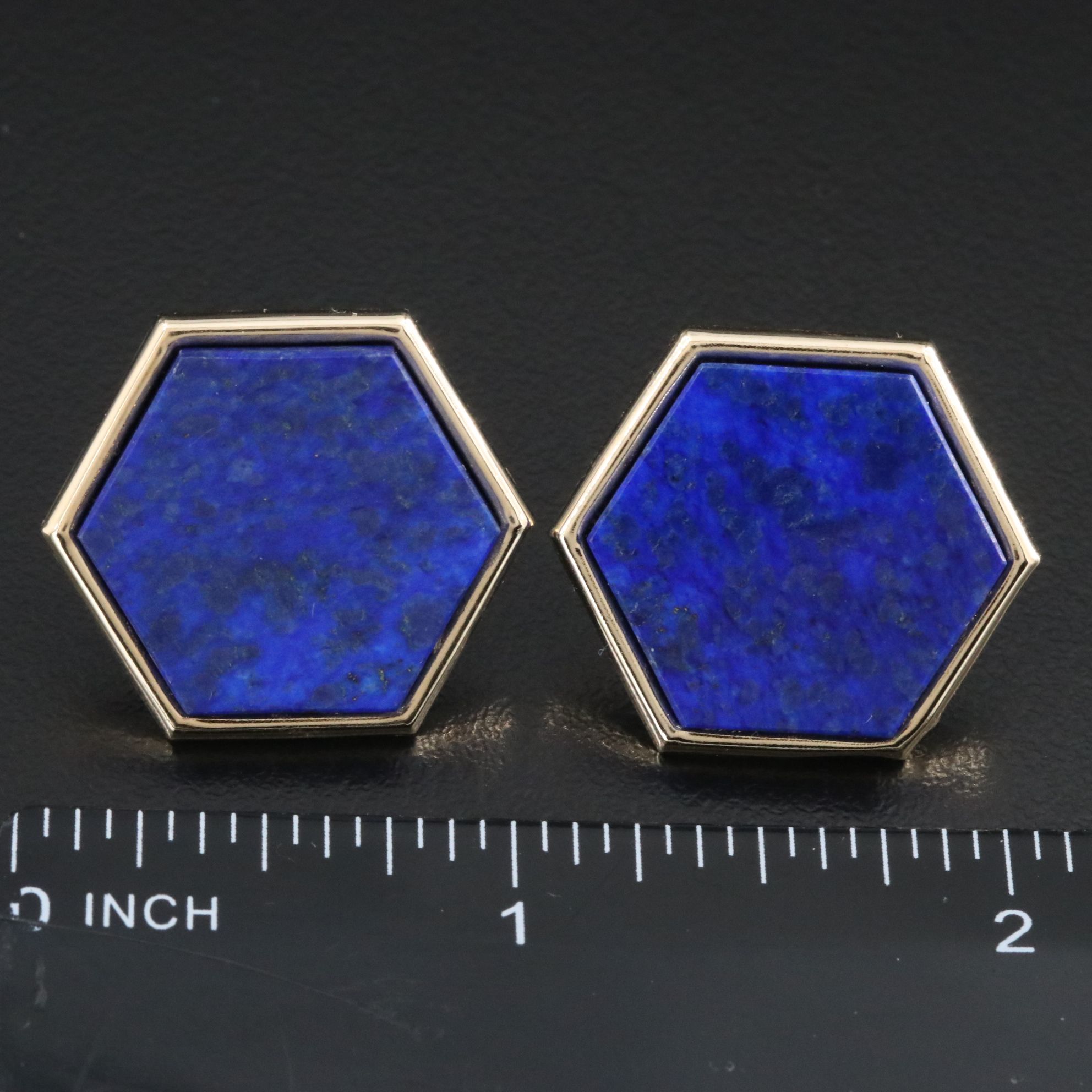 Peter Brams Designs 14K Lapis Lazuli Button Earrings