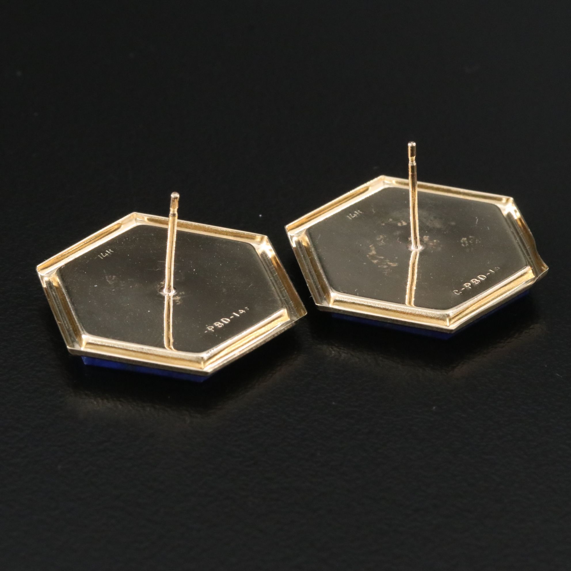 Peter Brams Designs 14K Lapis Lazuli Button Earrings