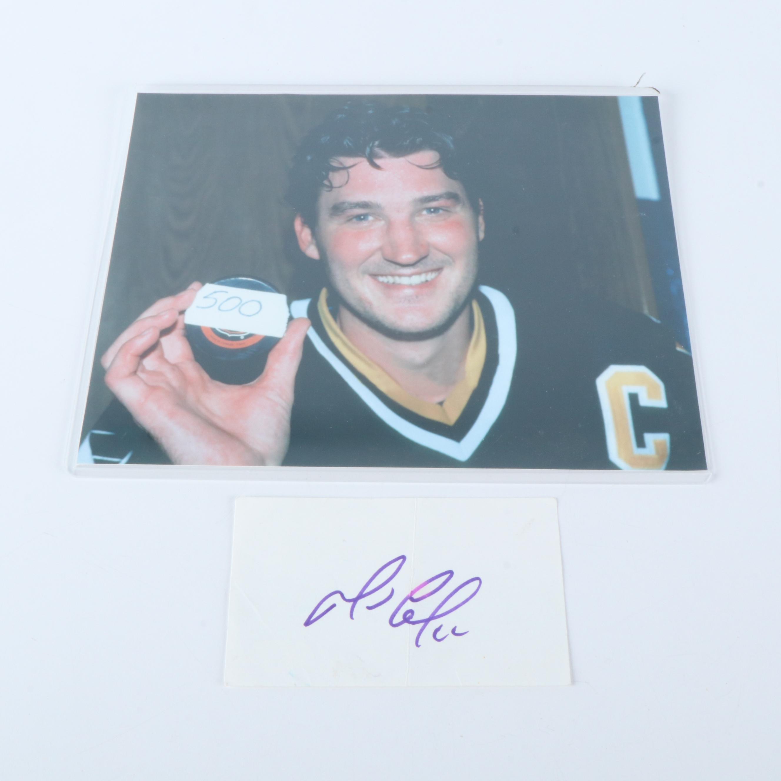 Mario Lemieux Signed Index Card with 500 Goal Hockey Print, JSA