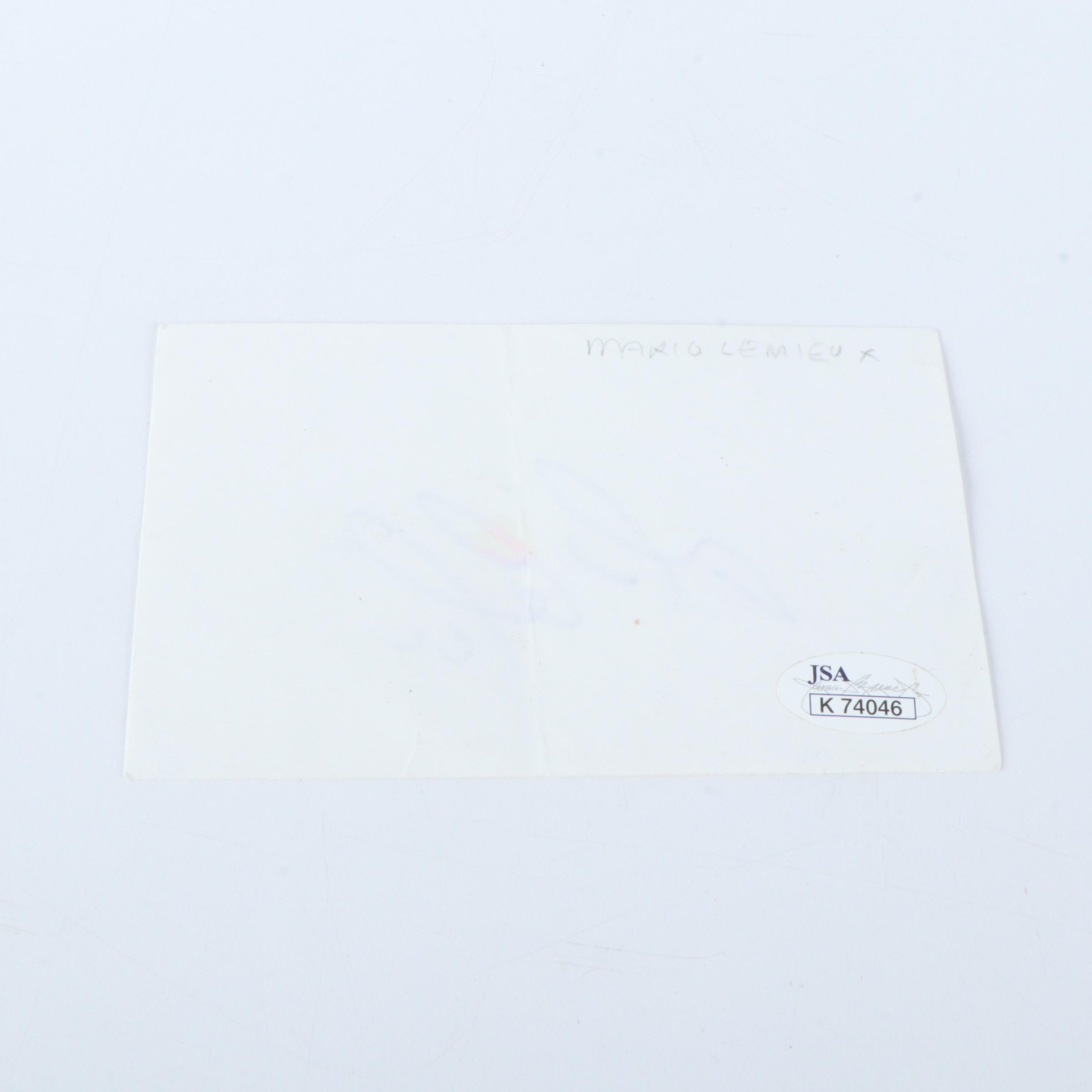 Mario Lemieux Signed Index Card with 500 Goal Hockey Print, JSA