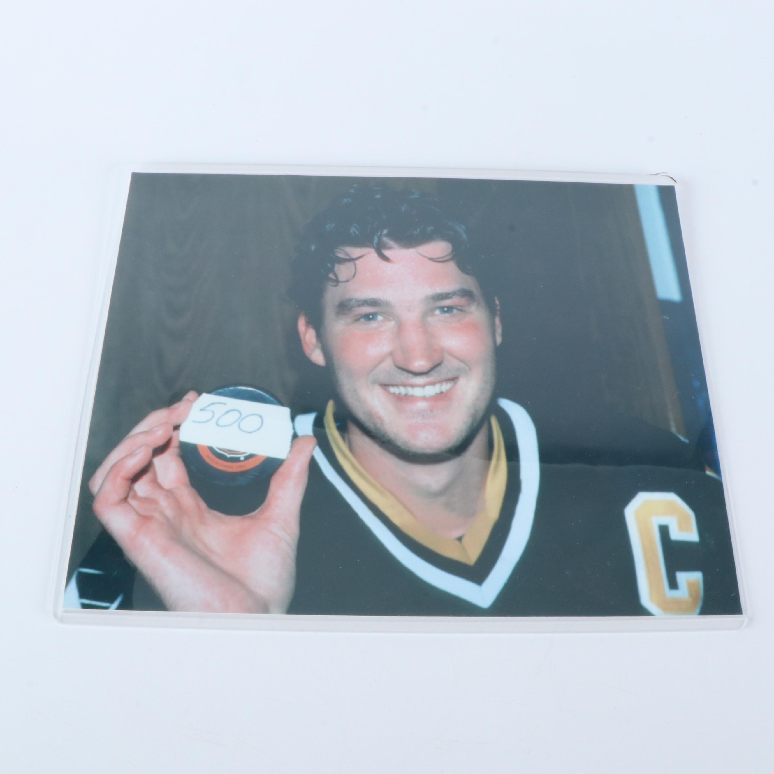 Mario Lemieux Signed Index Card with 500 Goal Hockey Print, JSA