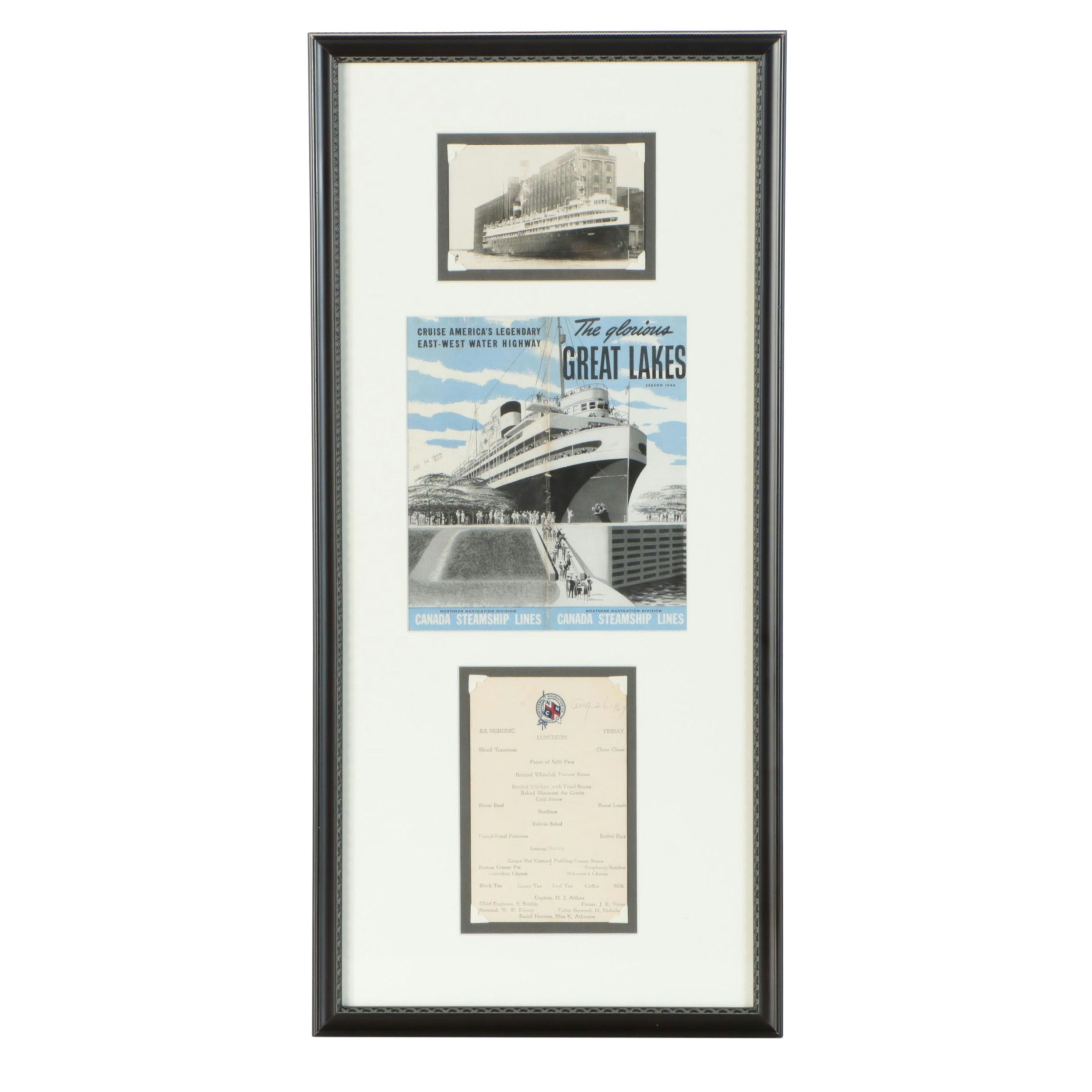 Canada Steamship Lines SS Noronic Advertisement, Postcard and Menu