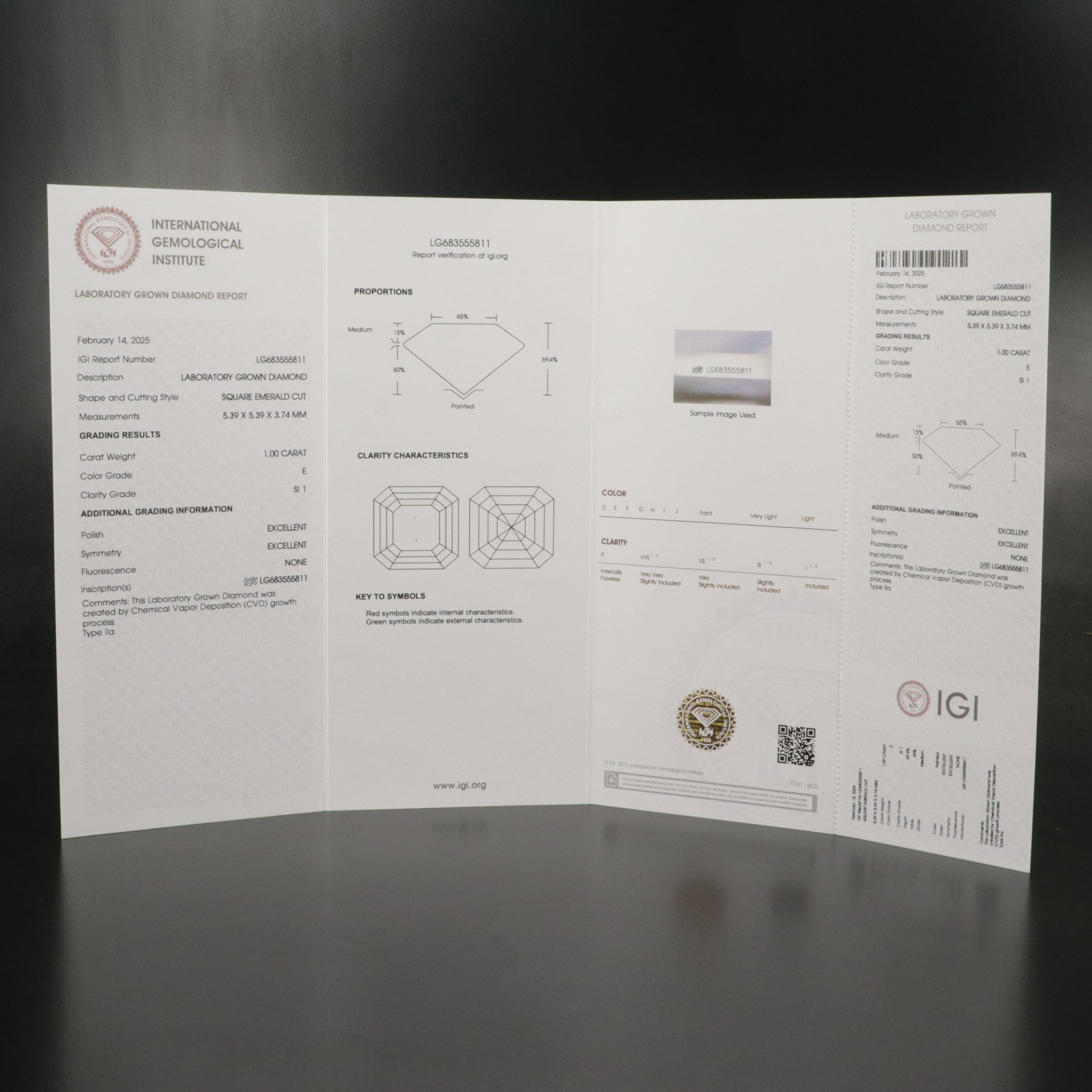 Loose 1.00 CT Lab Grown Diamond with IGI Report