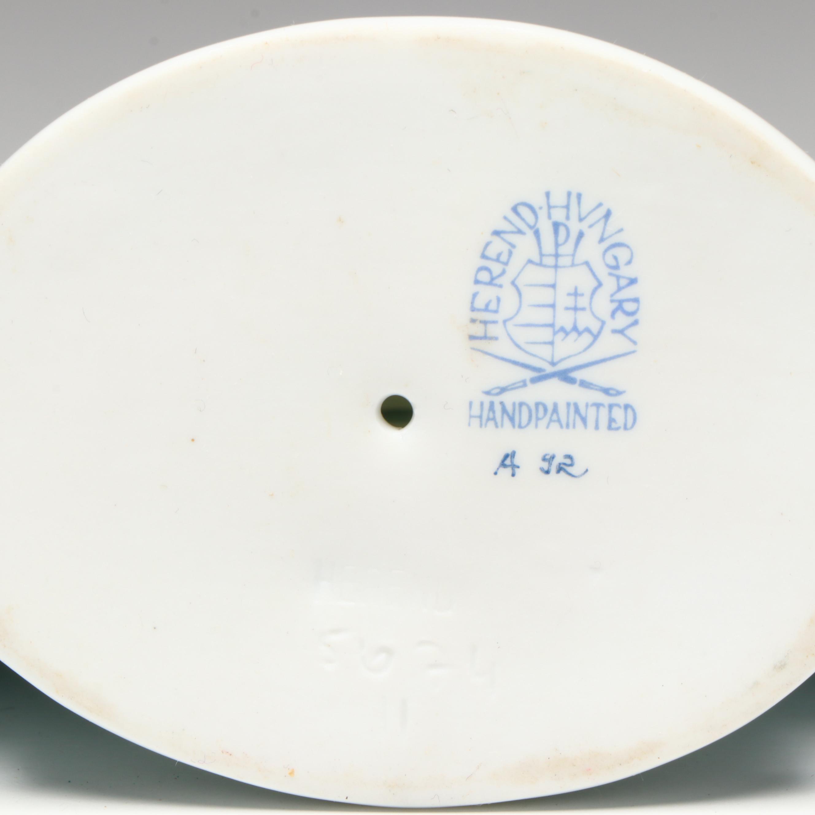 Herend Green Fishnet with Gold "Peacock" Porcelain Figurine