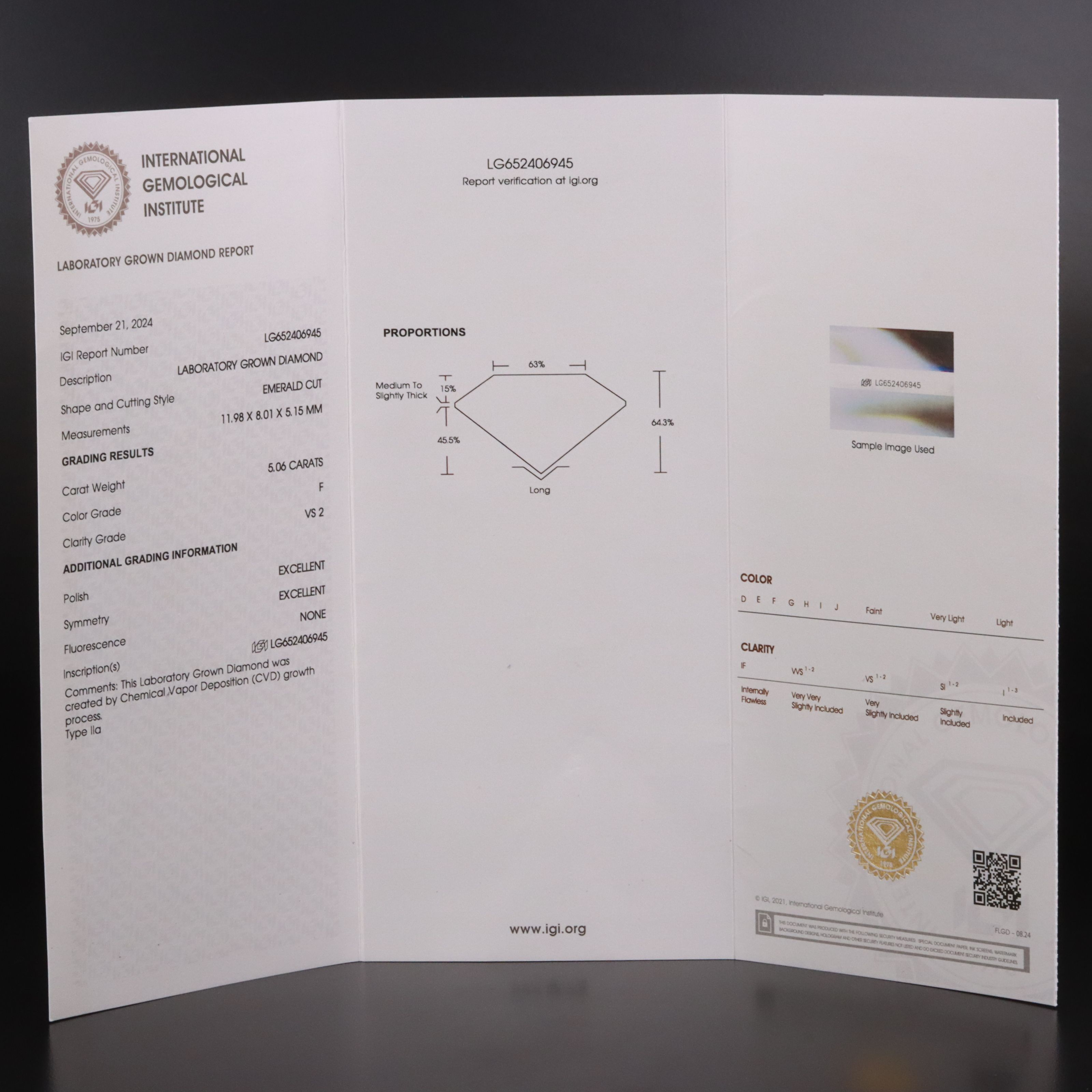 Platinum 5.54 CTW Lab Grown Diamond Ring with IGI Report