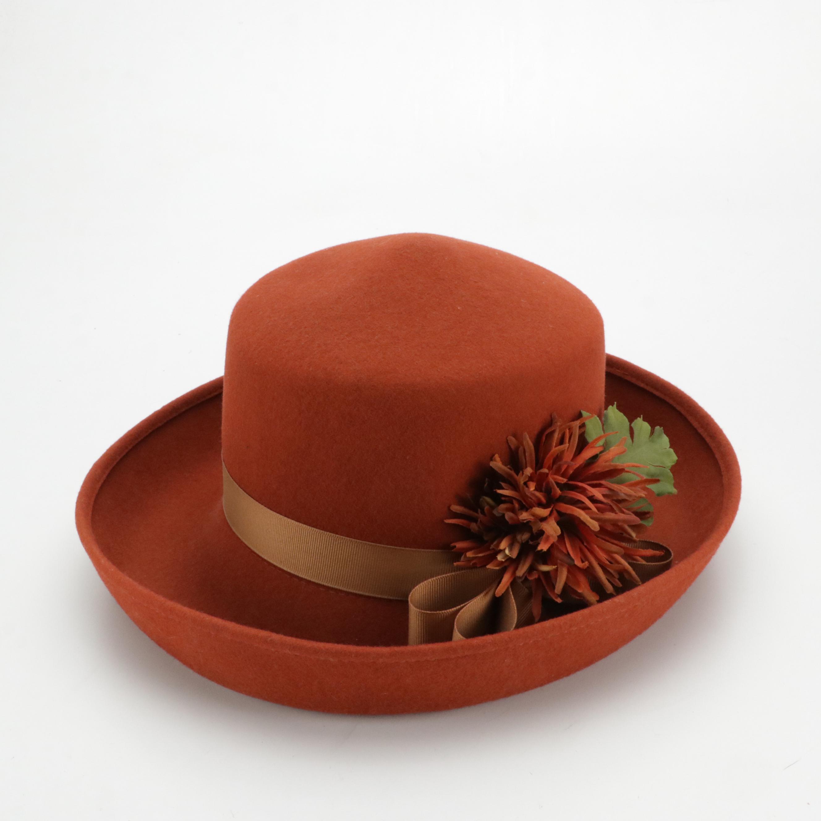 Betmar Pink Straw Rolled Brim Sunhat, Luciano Berni Felted Wool & Other Brim Hat