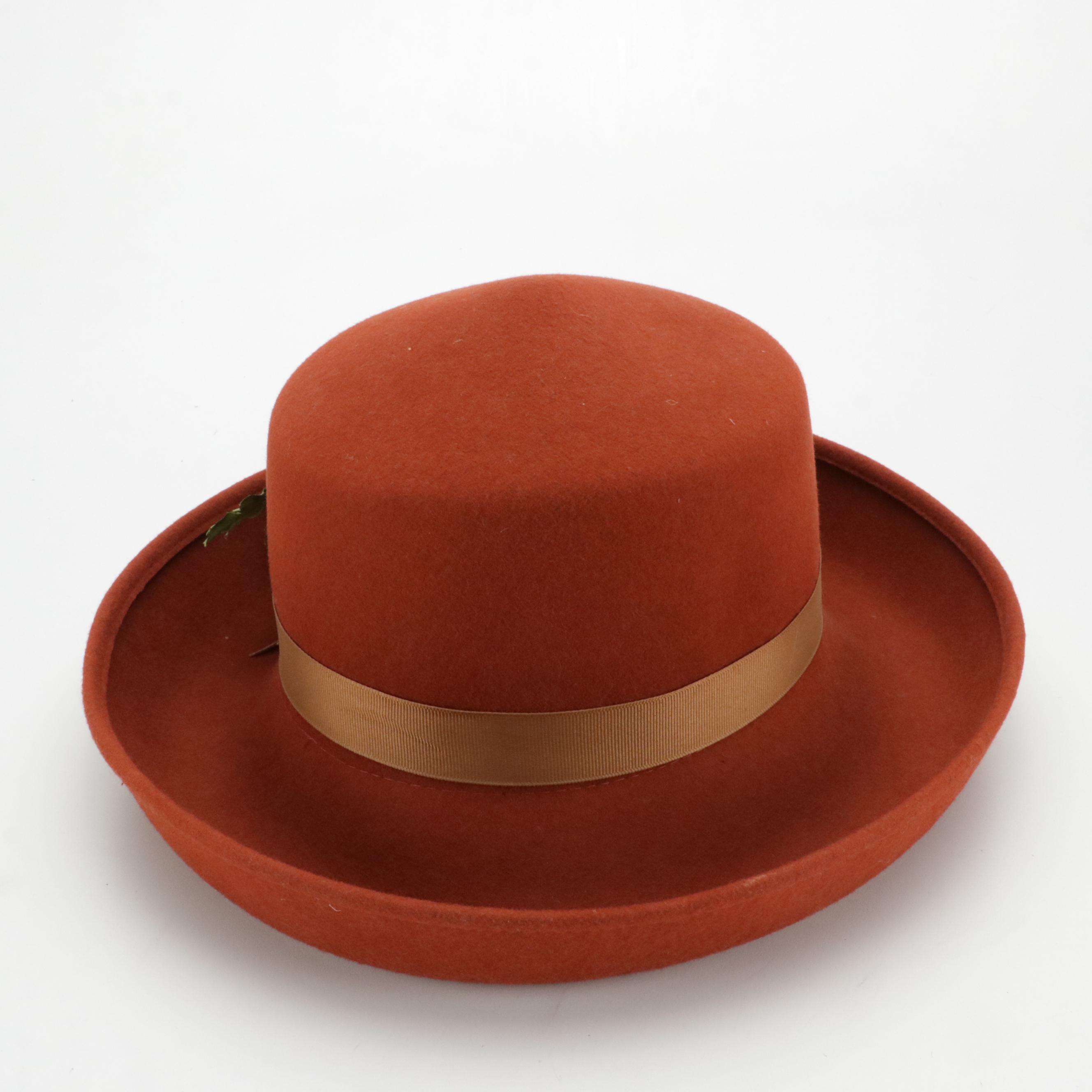 Betmar Pink Straw Rolled Brim Sunhat, Luciano Berni Felted Wool & Other Brim Hat