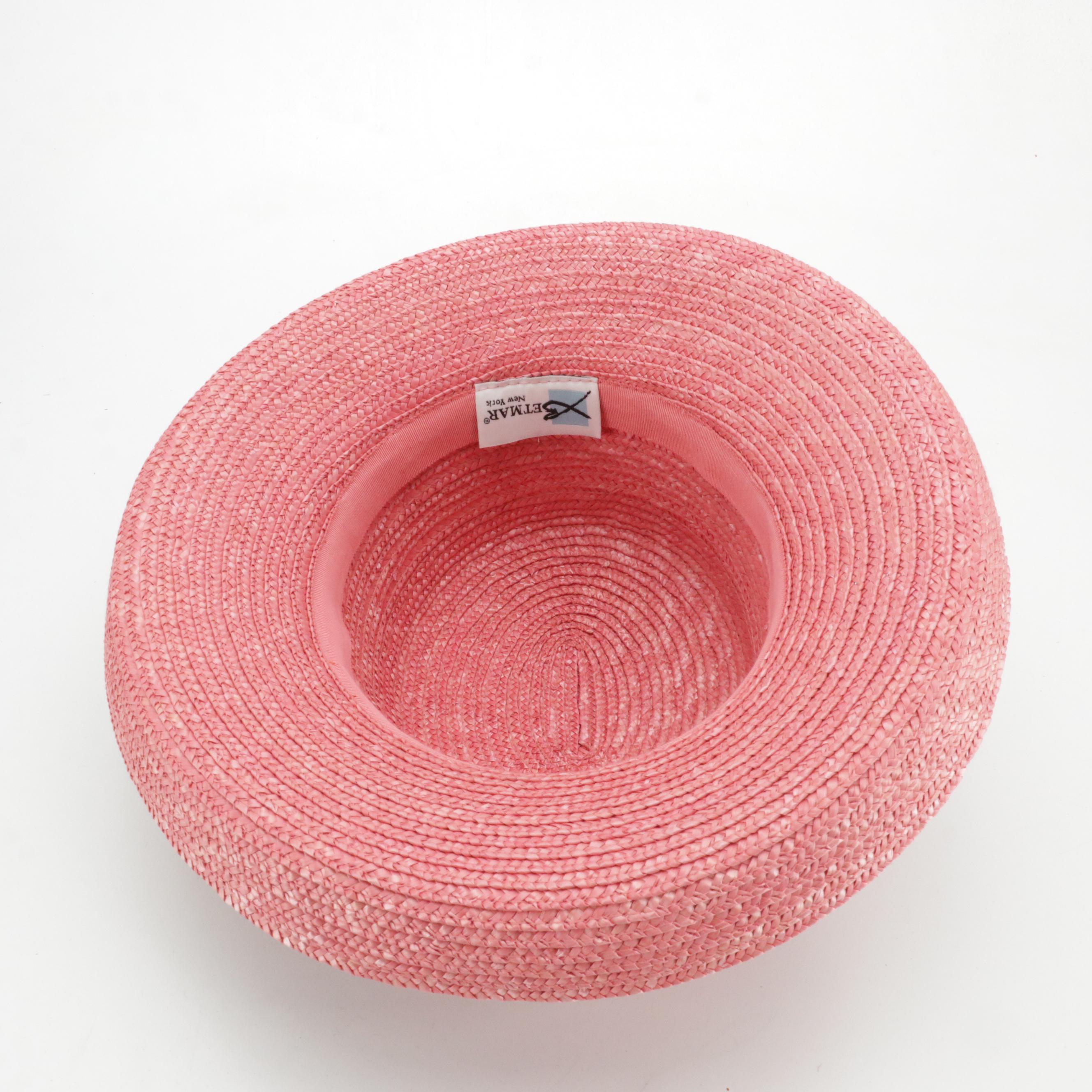 Betmar Pink Straw Rolled Brim Sunhat, Luciano Berni Felted Wool & Other Brim Hat