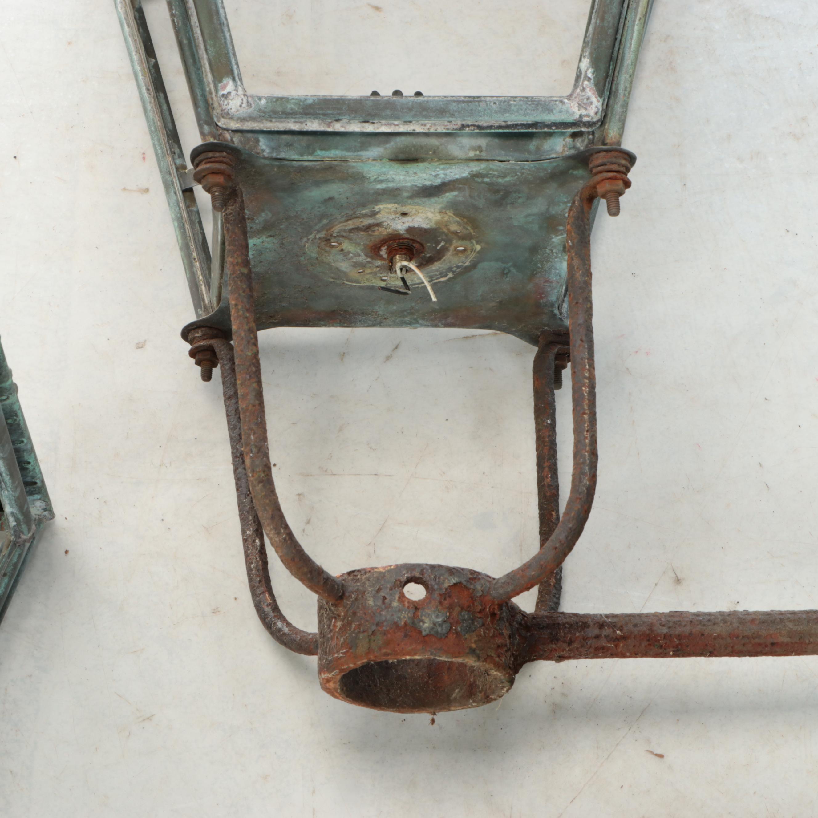 English Foster & Pullen Verdigris Street Lanterns, Early to Mid-20th Century