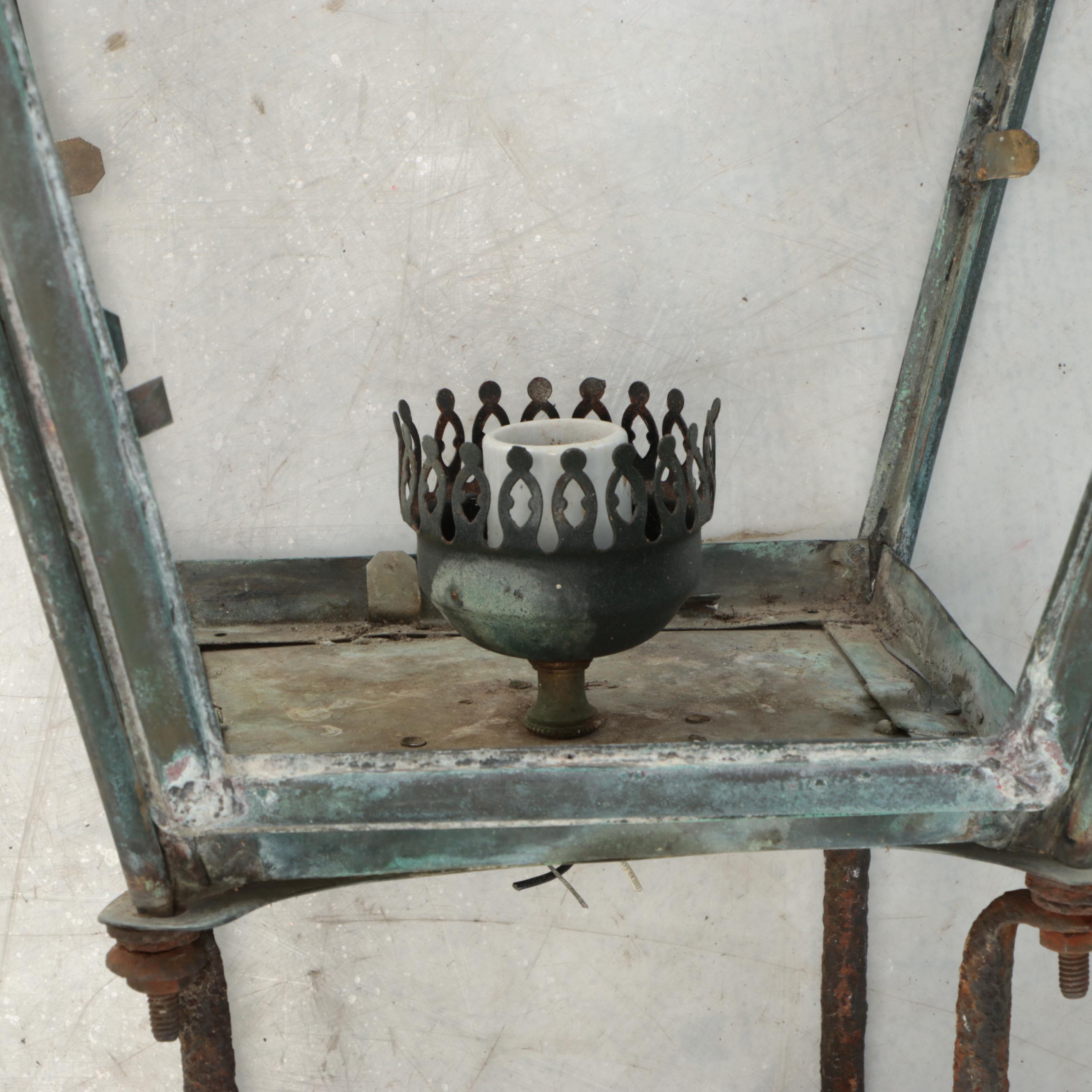 English Foster & Pullen Verdigris Street Lanterns, Early to Mid-20th Century