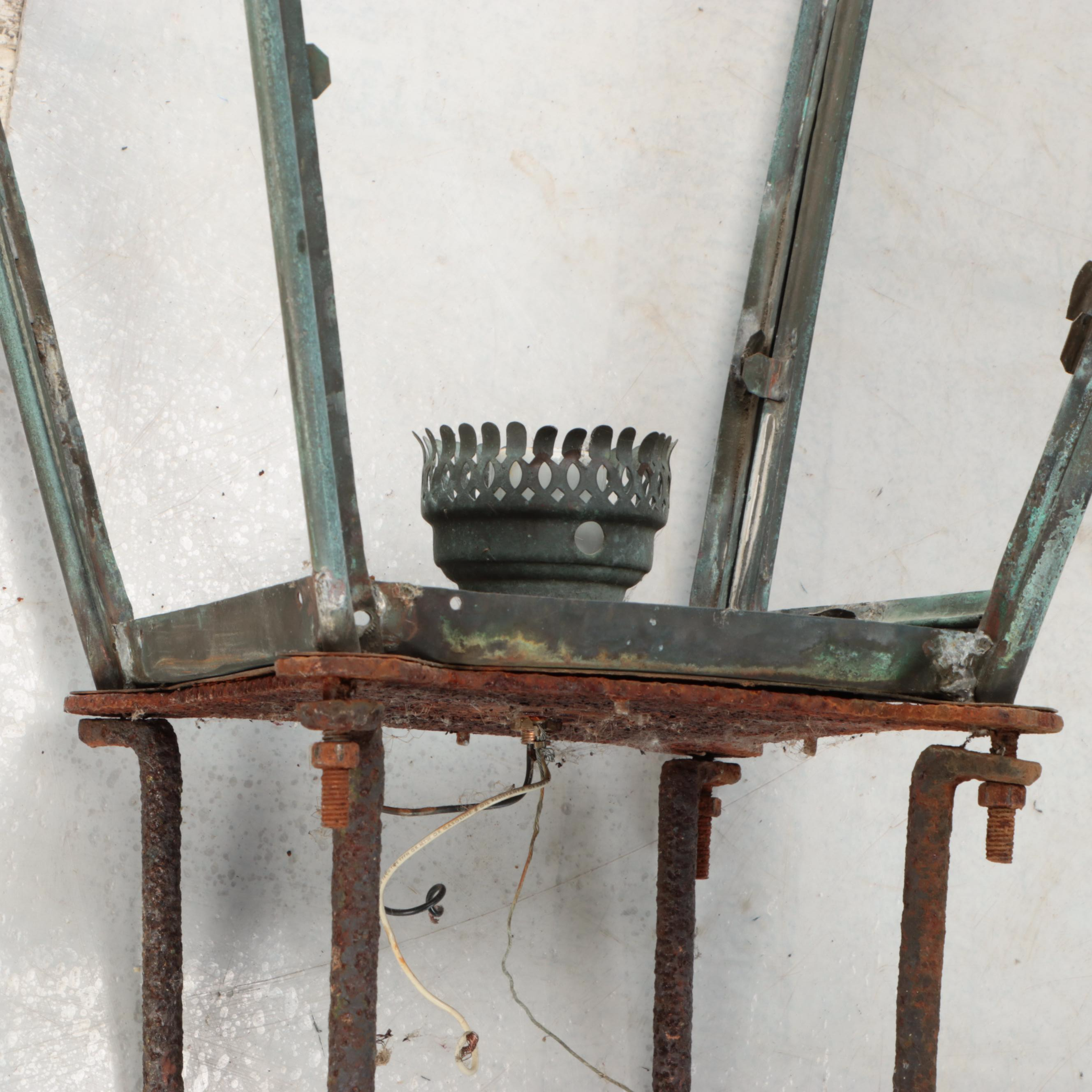 English Foster & Pullen Verdigris Street Lanterns, Early to Mid-20th Century