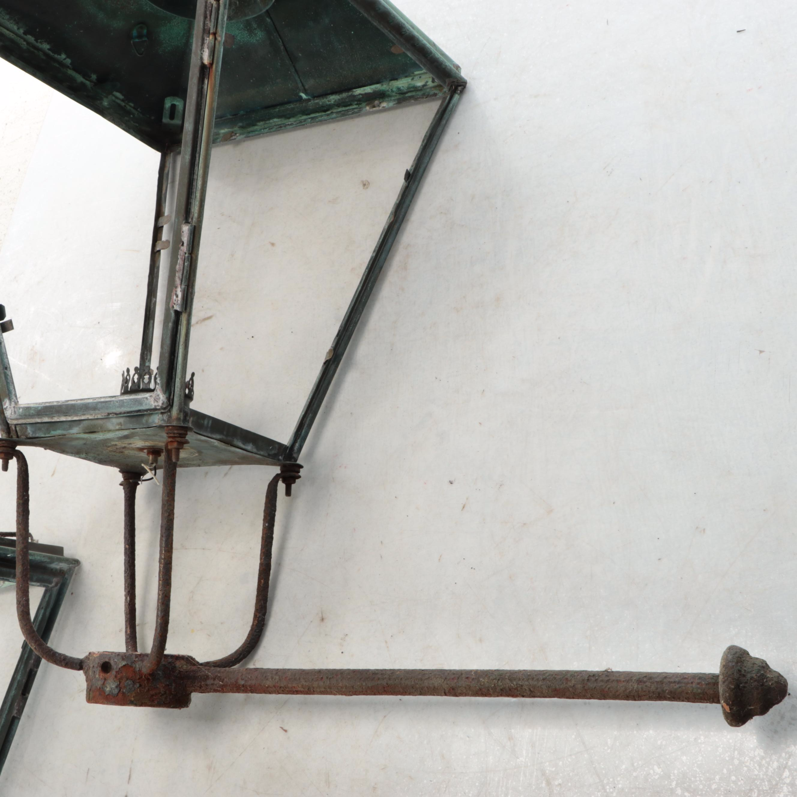 English Foster & Pullen Verdigris Street Lanterns, Early to Mid-20th Century