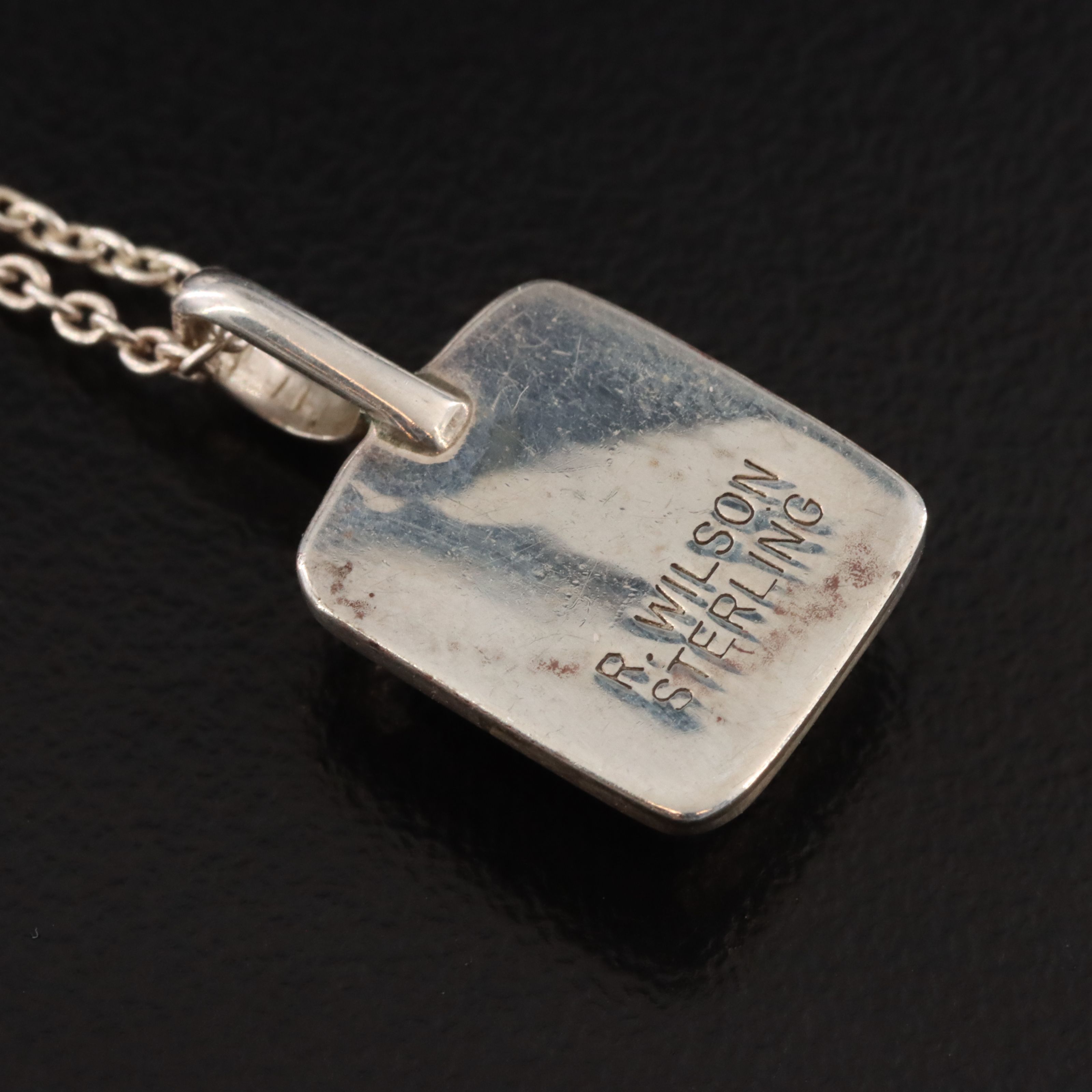 Southwestern Signed Sterling Lapis Lazuli Pendant Necklace