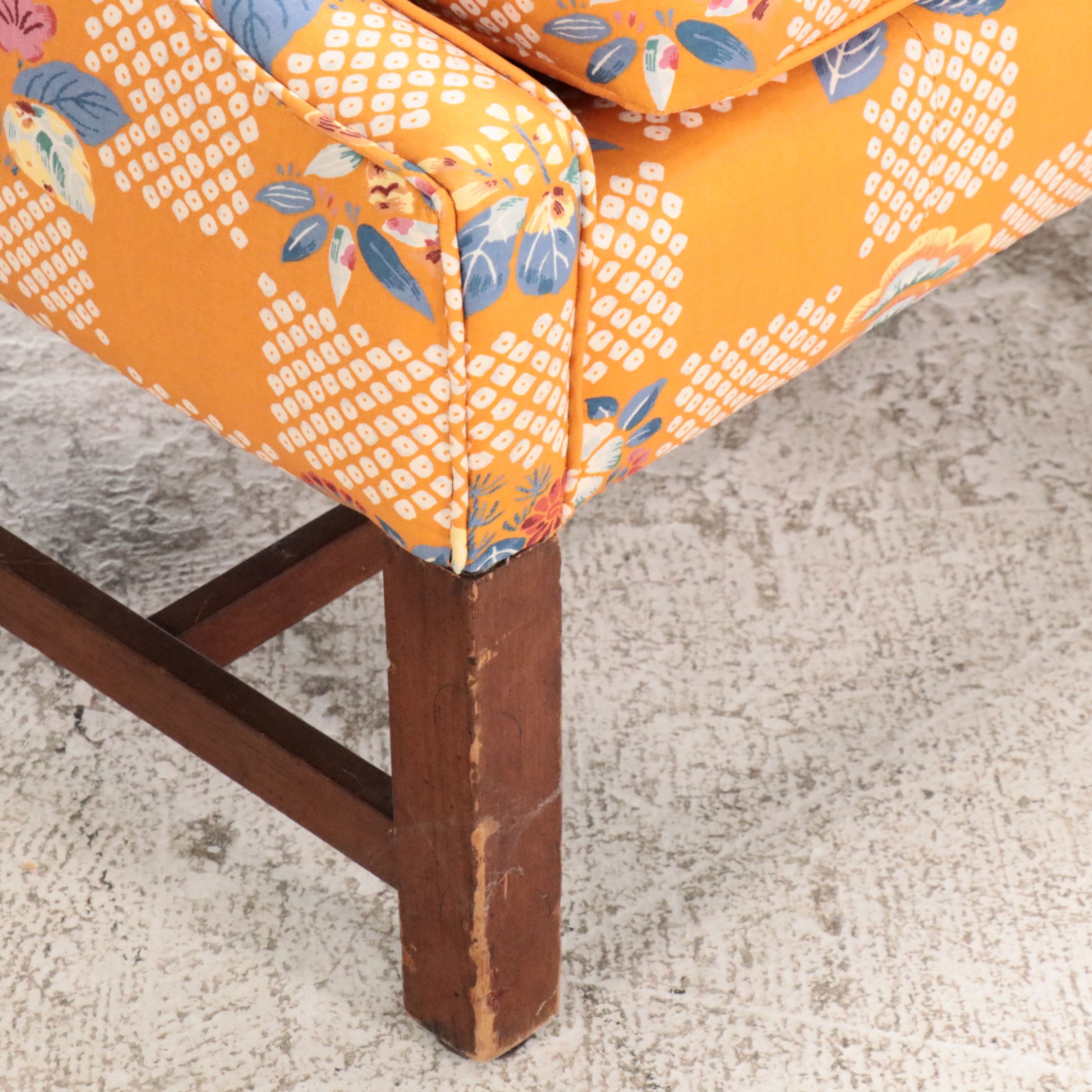 Chippendale Style Upholstered Camelback Sofa