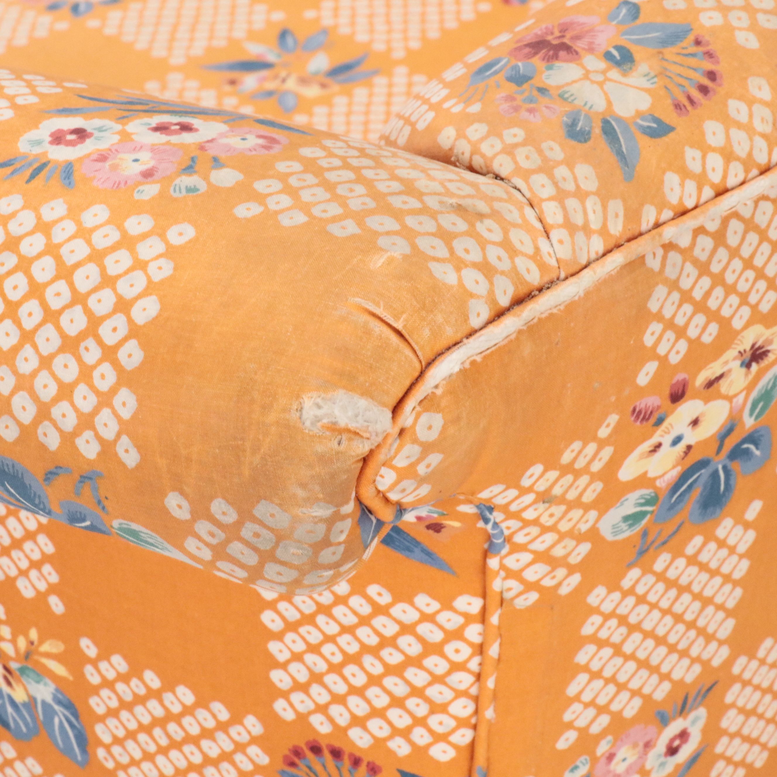 Chippendale Style Upholstered Camelback Sofa