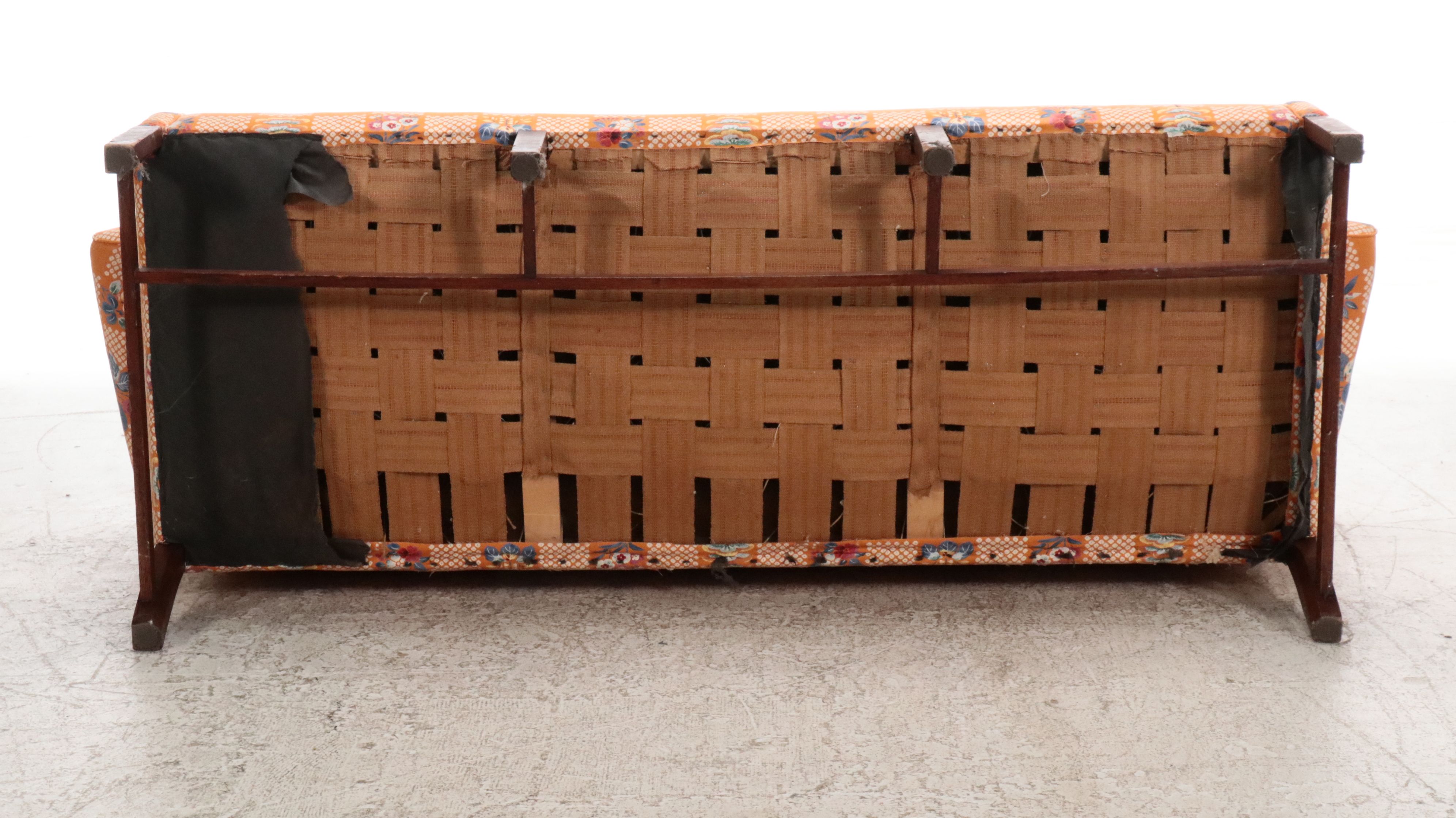 Chippendale Style Upholstered Camelback Sofa