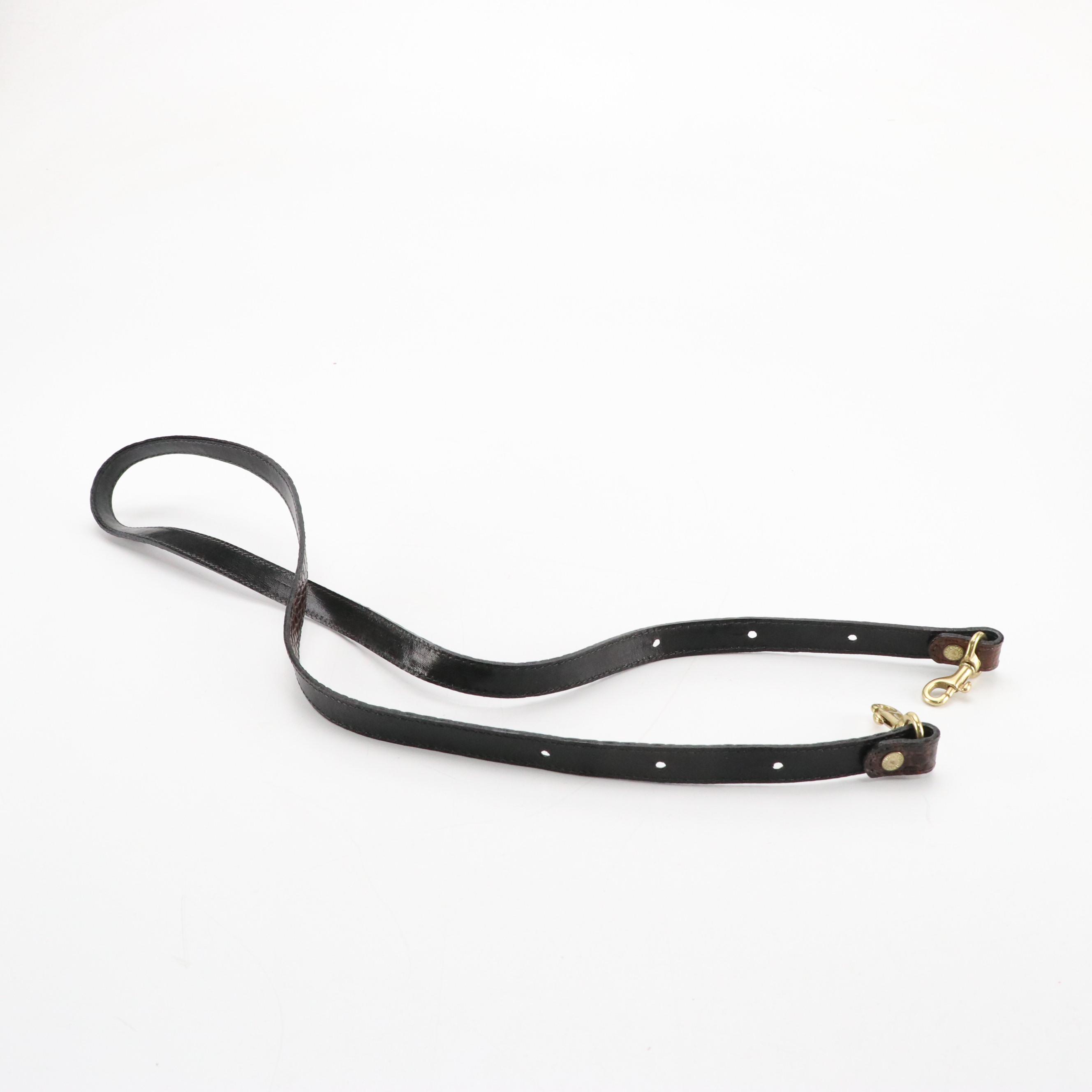 Brahmin Two-Way Tote in Brown Croc Embossed and Black Tuscan Leather