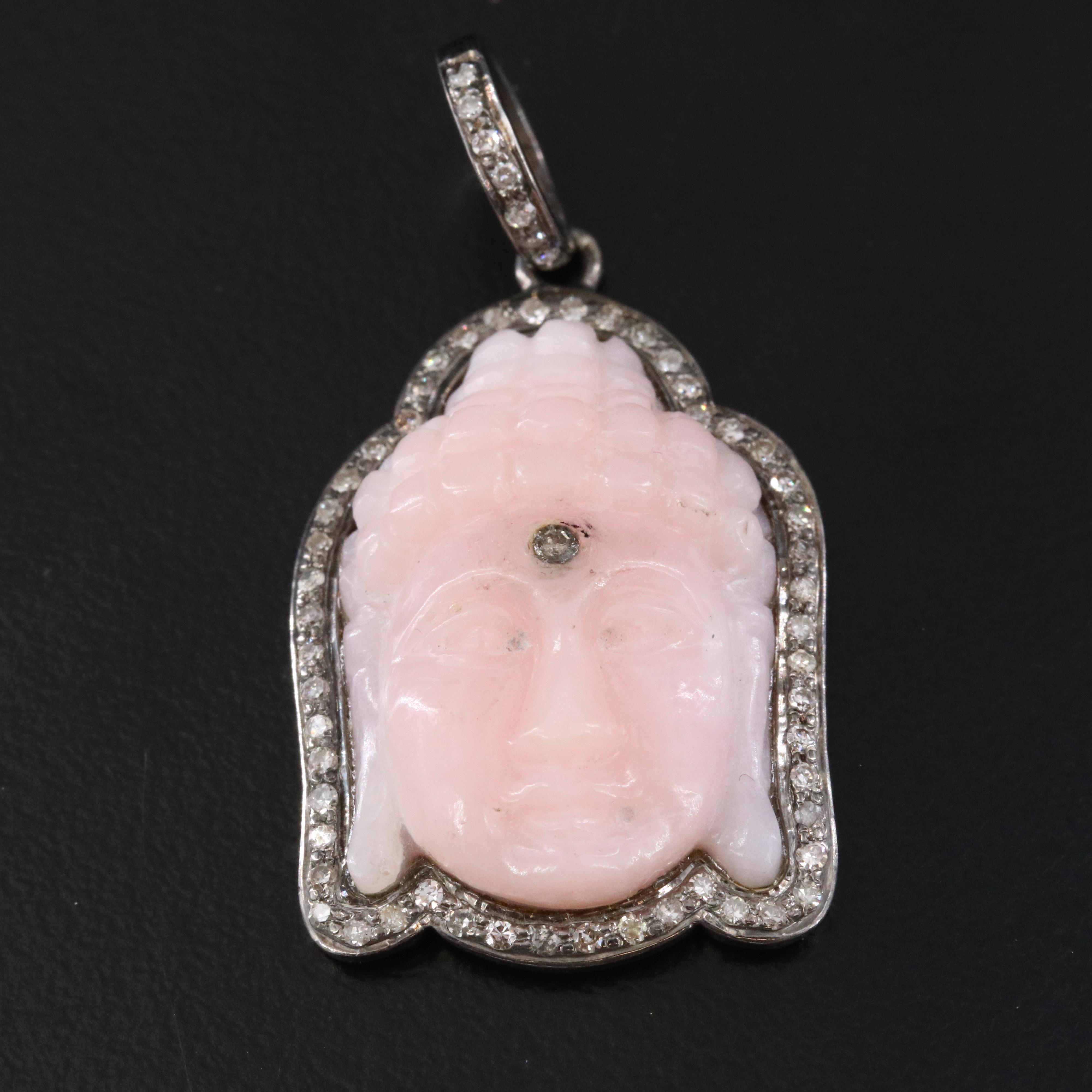 Sterling Diamond, Pink Opal and Moonstone Pendants Featuring Sheryl Lowe