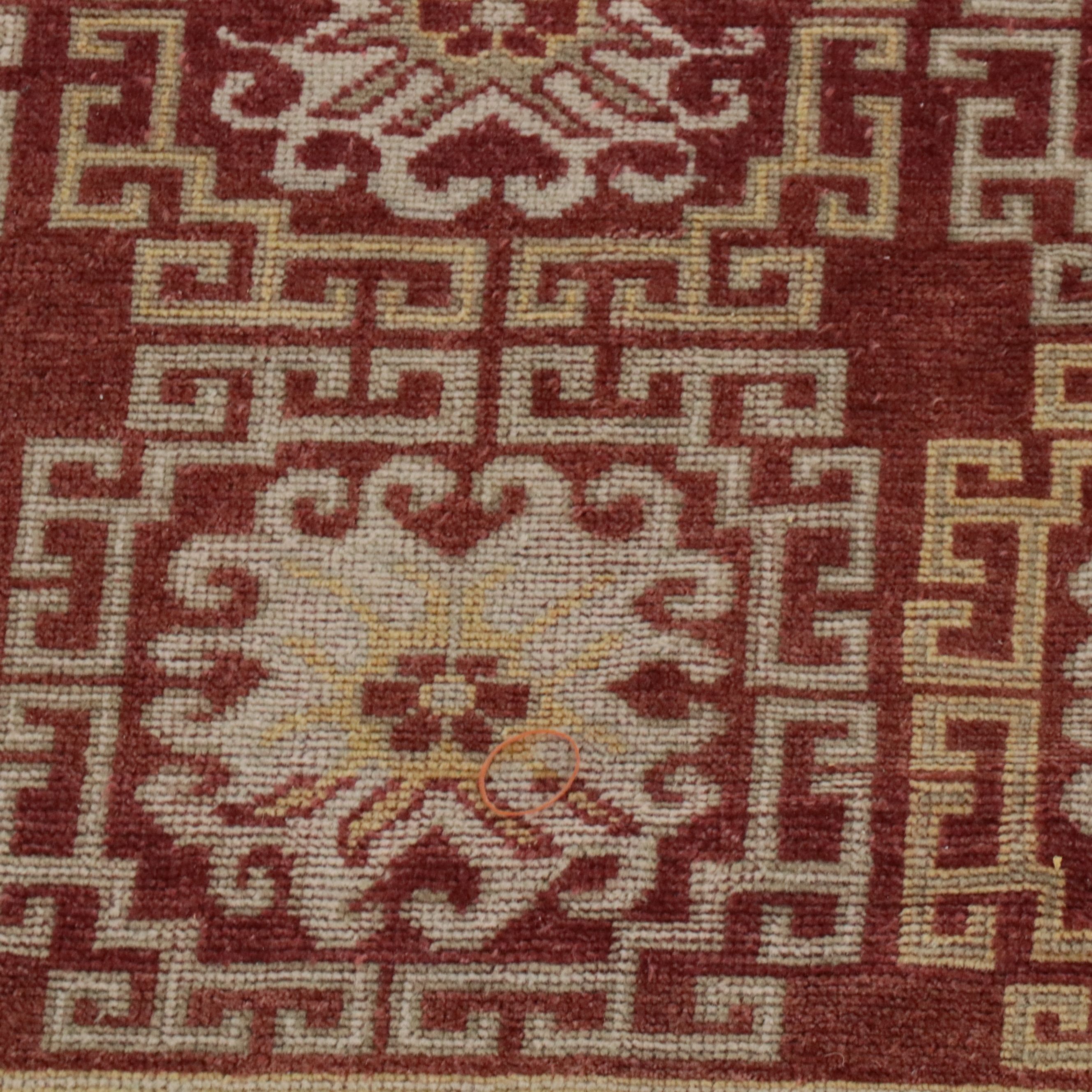 6' x 8'11 Hand-Knotted Tibetan Floral and Geometric Area Rug