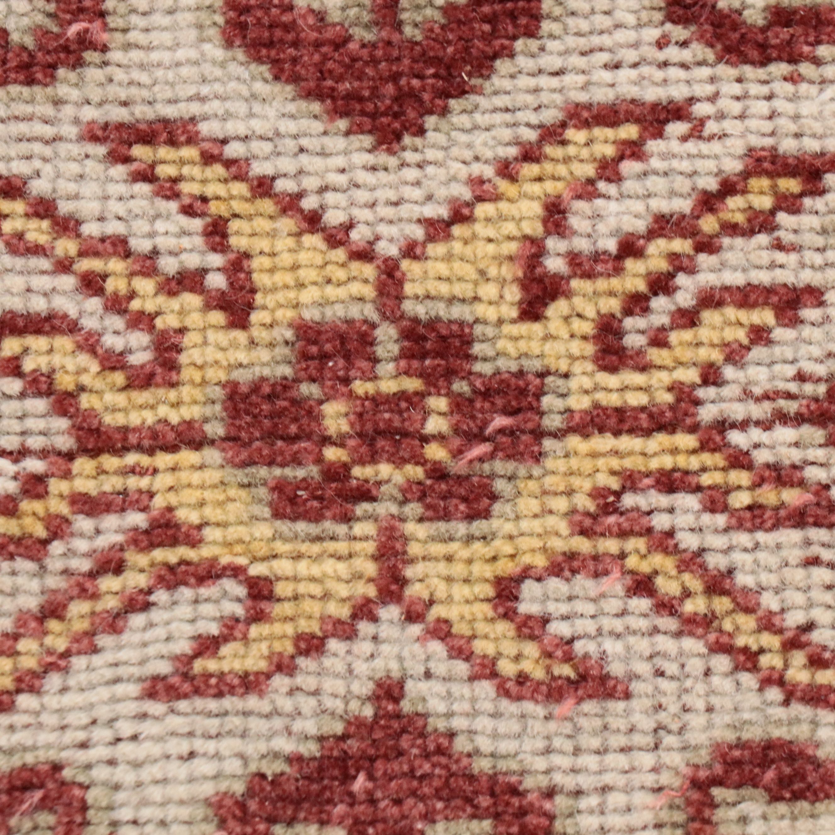 6' x 8'11 Hand-Knotted Tibetan Floral and Geometric Area Rug